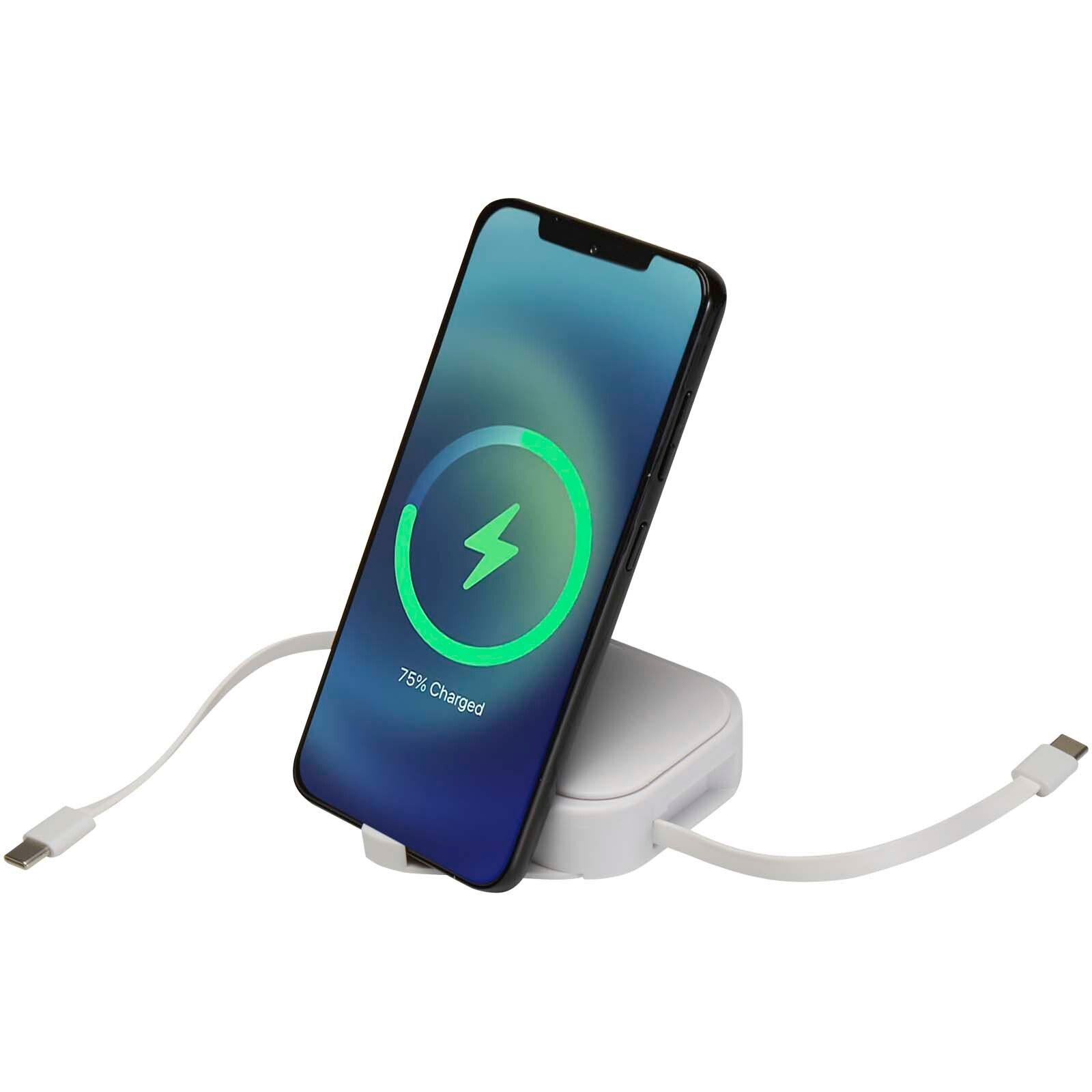 Gloas Aufrollbares 5 in 1 Kabel aus Recyclingmaterial mit Datensynchronisierung und 100 W Schnellladefunktion sowie Smartphon - weiss-465