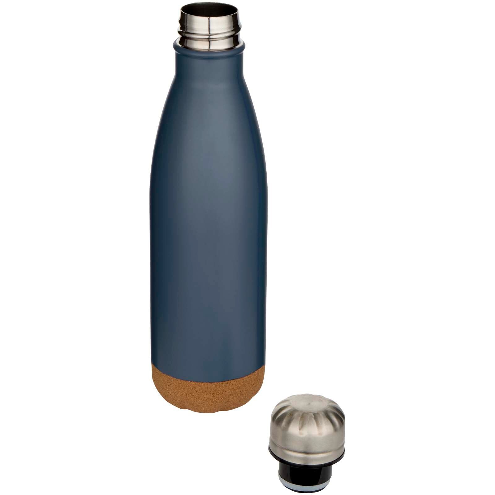 Cove 500 ml doppelwandige, vakuumisolierte Trinkflasche aus Edelstahl mit Korkdetails - hale blau-759