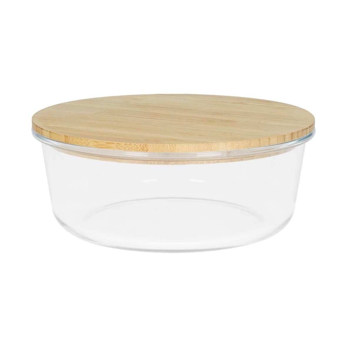 Glasbox Balance, rund 19x7,5 cm - transparent - braun-730