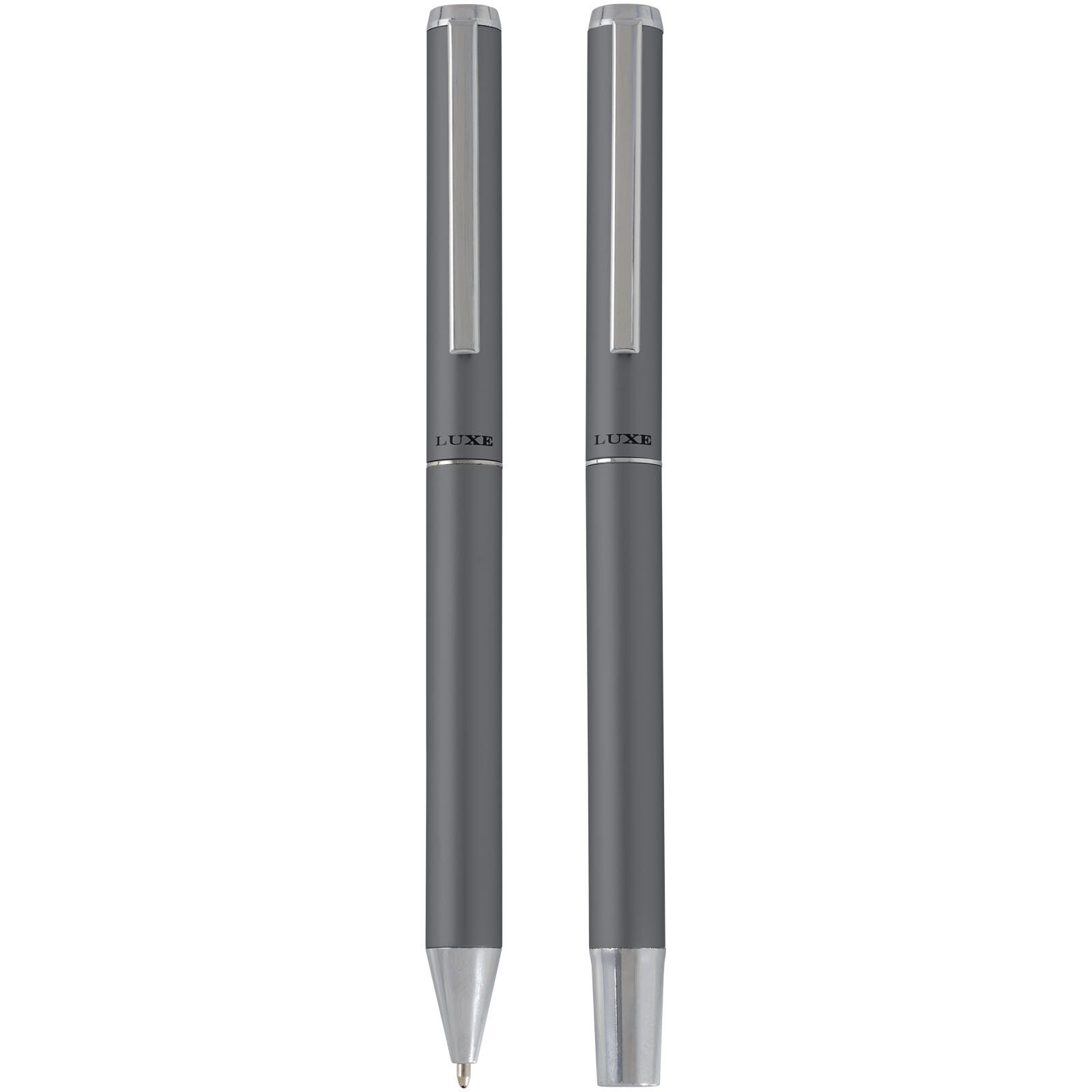 Lucetto Set mit Kugelschreiber und Tintenroller aus recyceltem Aluminium (schwarze Mine) - grau-722
