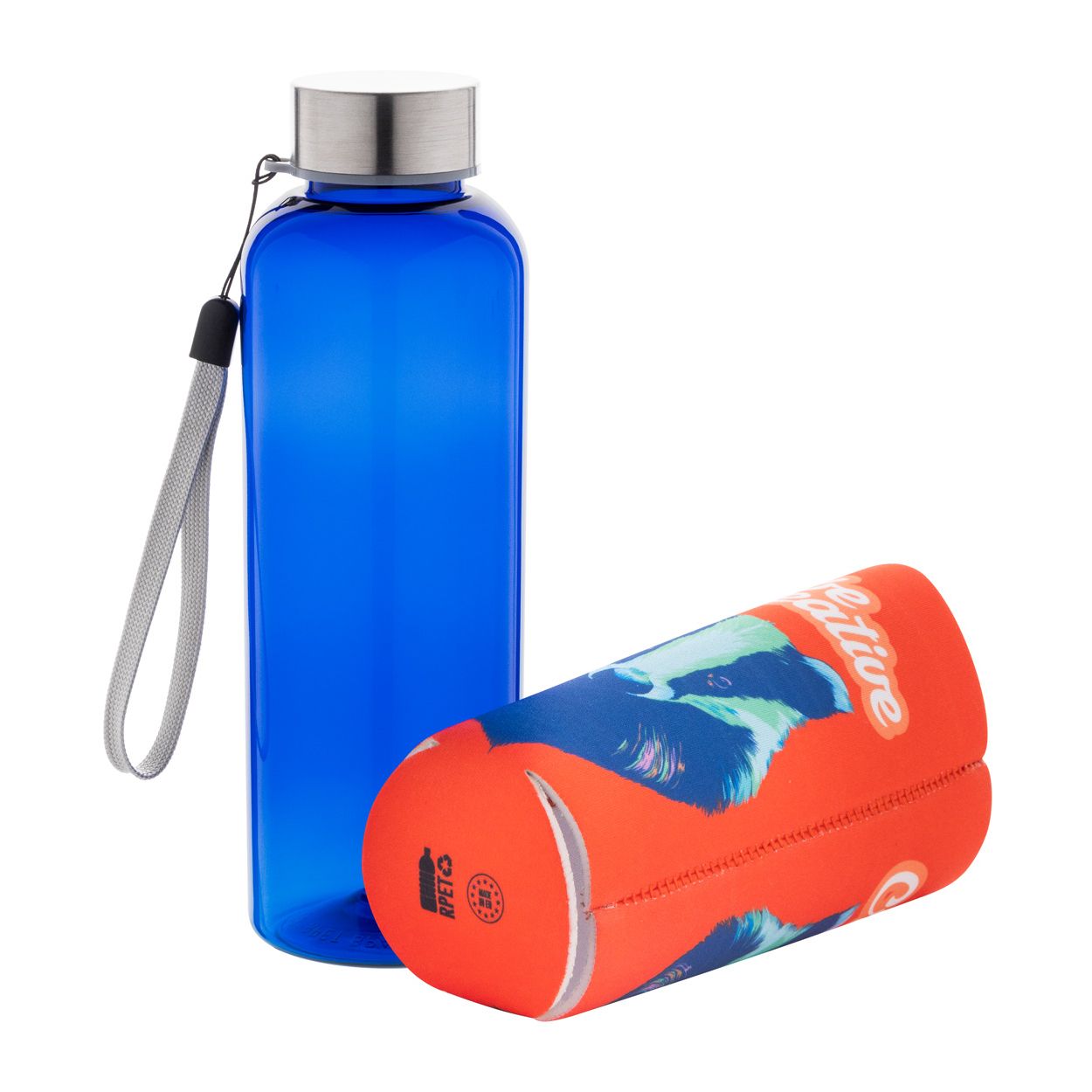 Pemba Creative RPET Flasche - blau - weiß-47