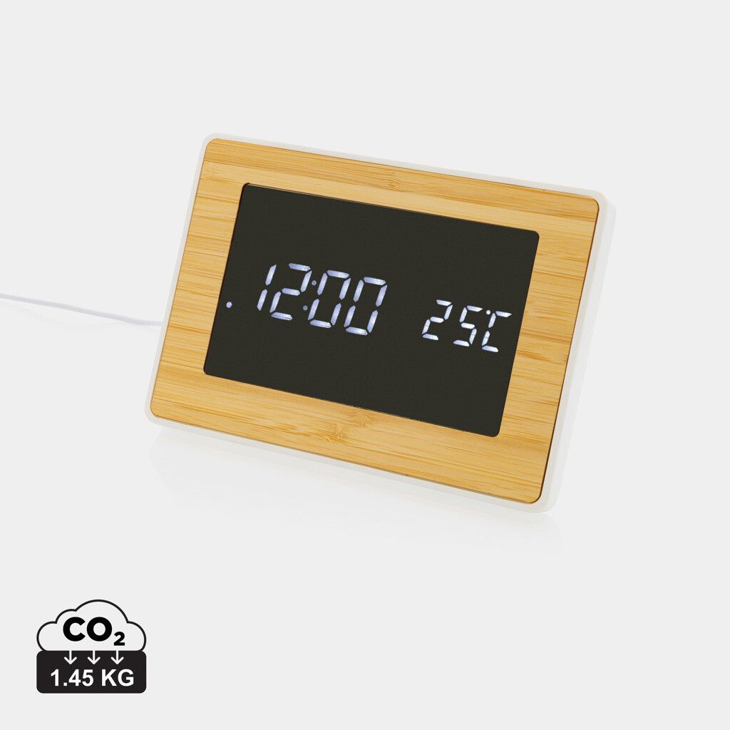 Utah LED-Uhr aus RCS rKunststoff & Bambus - braun-415