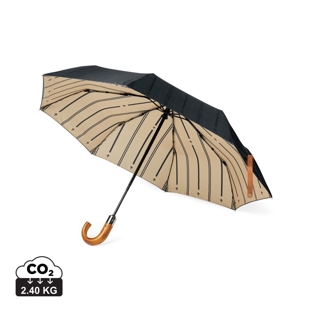 VINGA Bosler AWARE™ 21" faltbarer Schirm aus recyceltem PET - schwarz-826