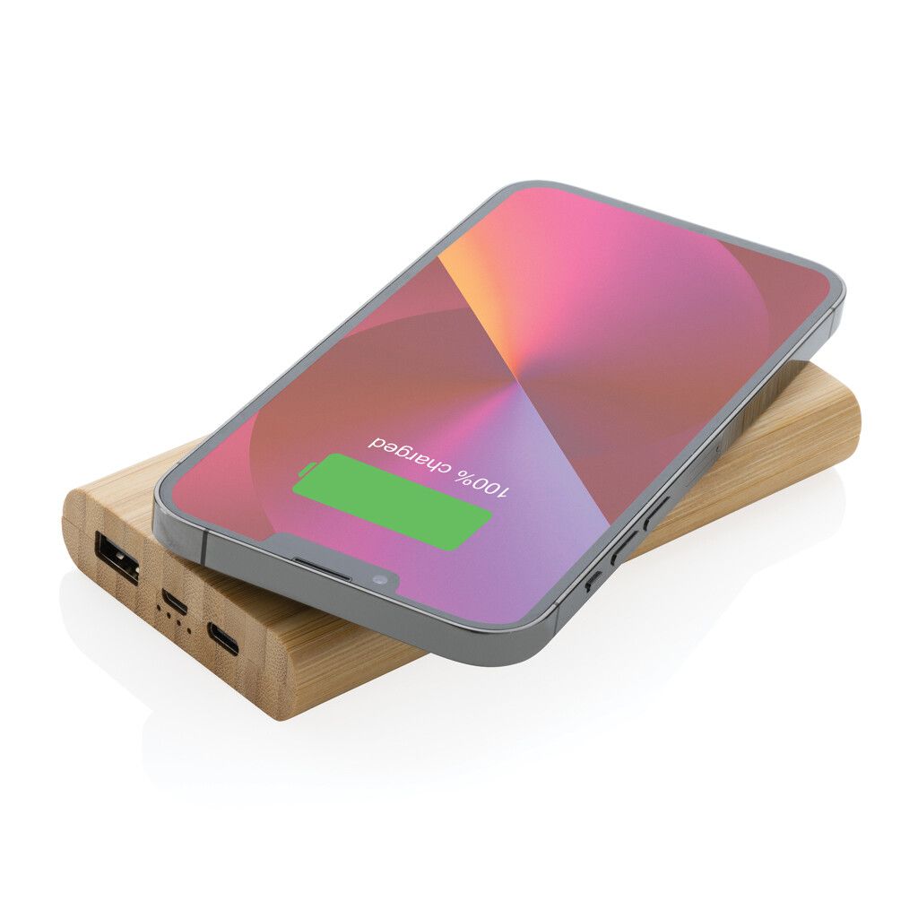 8.000mAh Bambus-Wireless-Powerbank - braun-436
