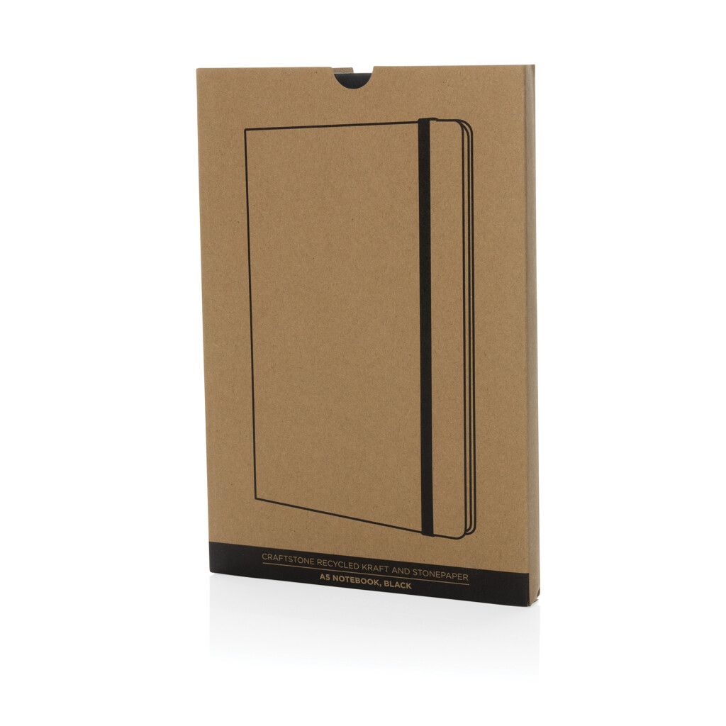 Craftstone A5 Notizbuch aus recycelt. Kraft- und Steinpapier - schwarz-1