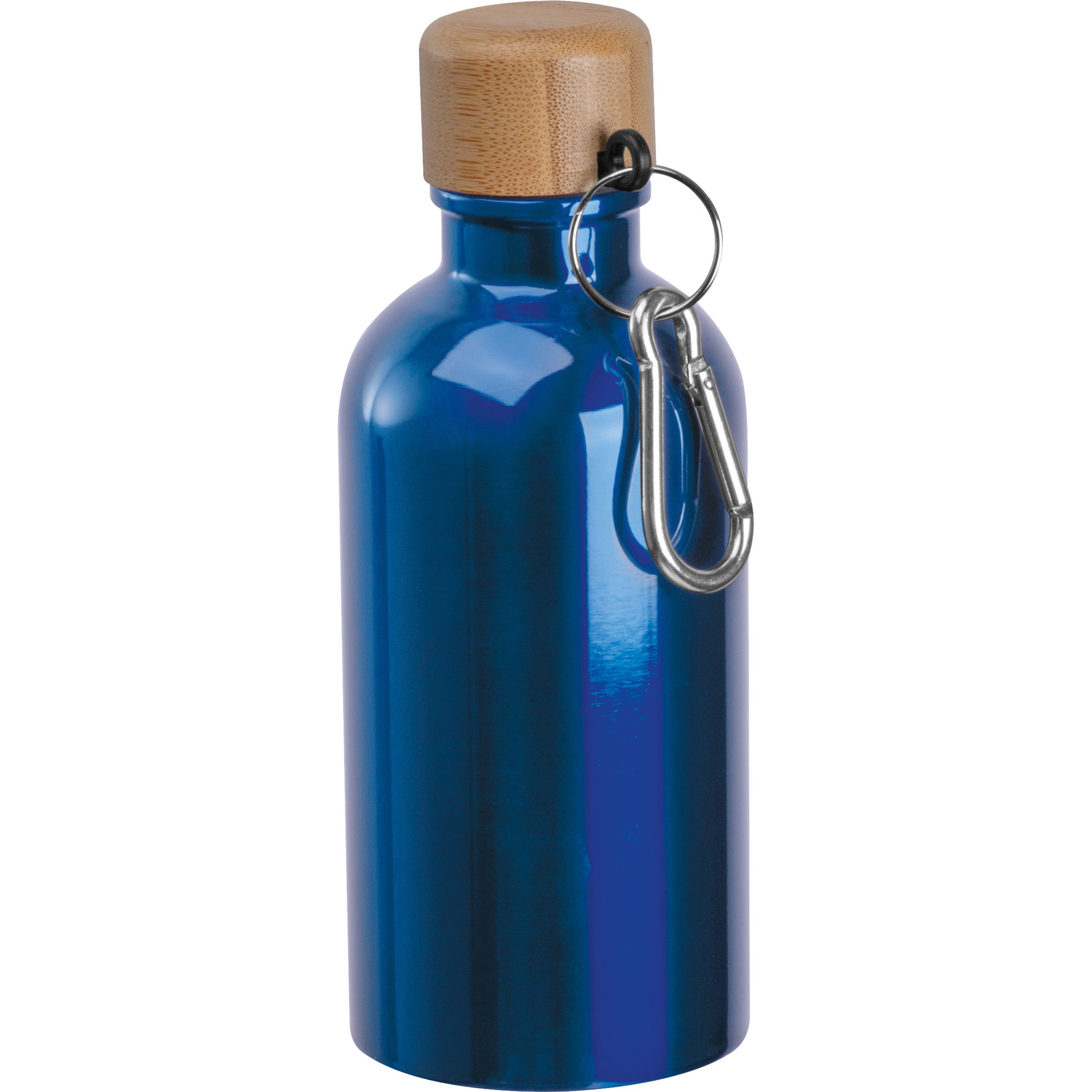 Edelstahltrinkflasche mit Karabiner, 400ml - blau-300