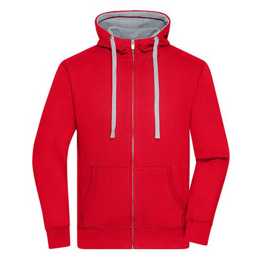 Men´s Lifestyle Zip-Hoody - red - grey heather-788