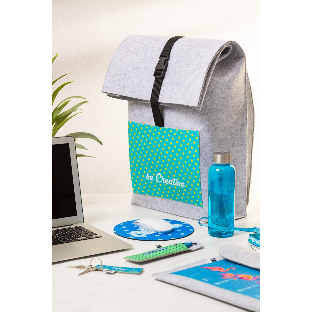 CreaFelt Back Individueller Rucksack - weiß - grau-604