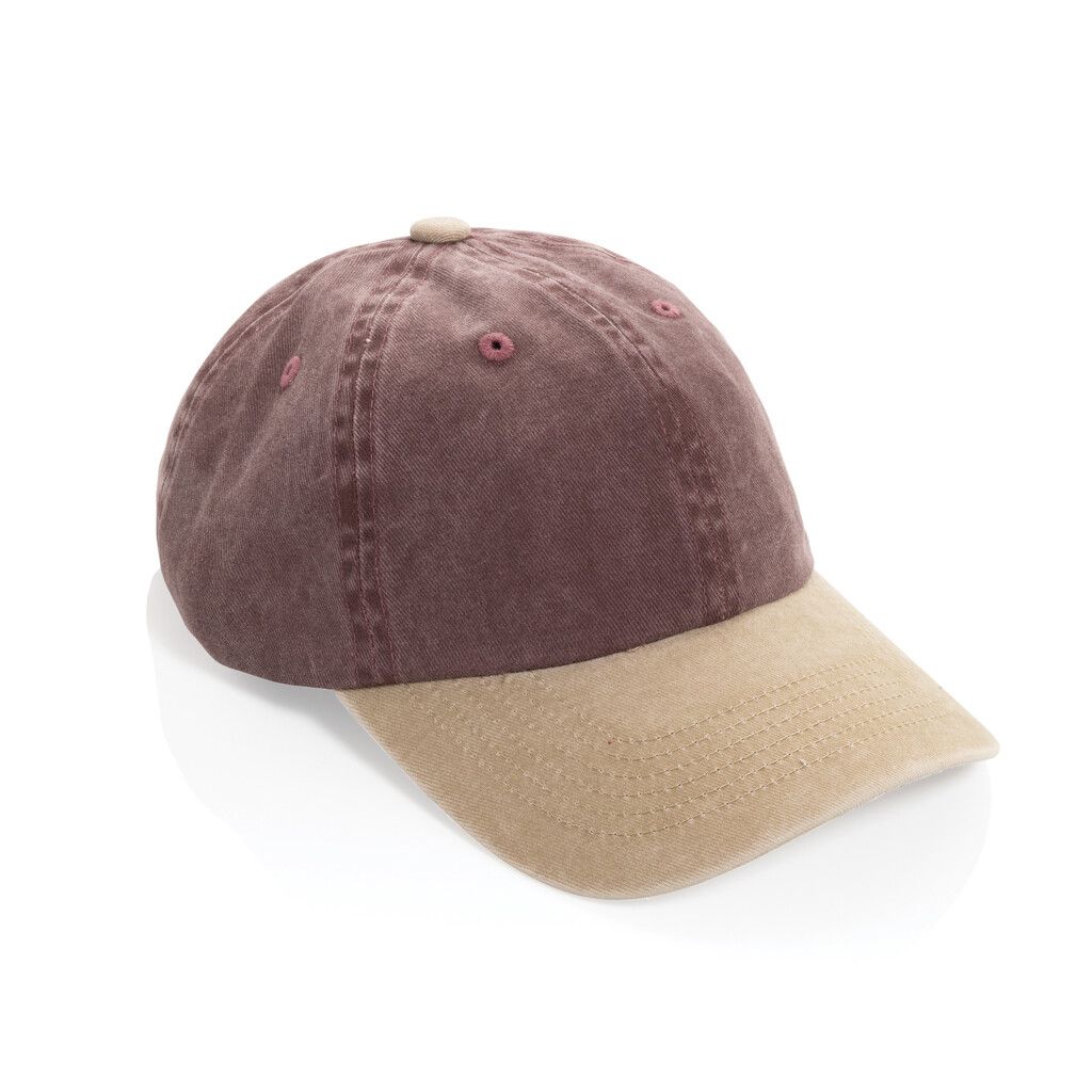 BEAU AWARE™ Two-Tone 6-Panel-Cap aus washed Cotton-Twill - maroon-846