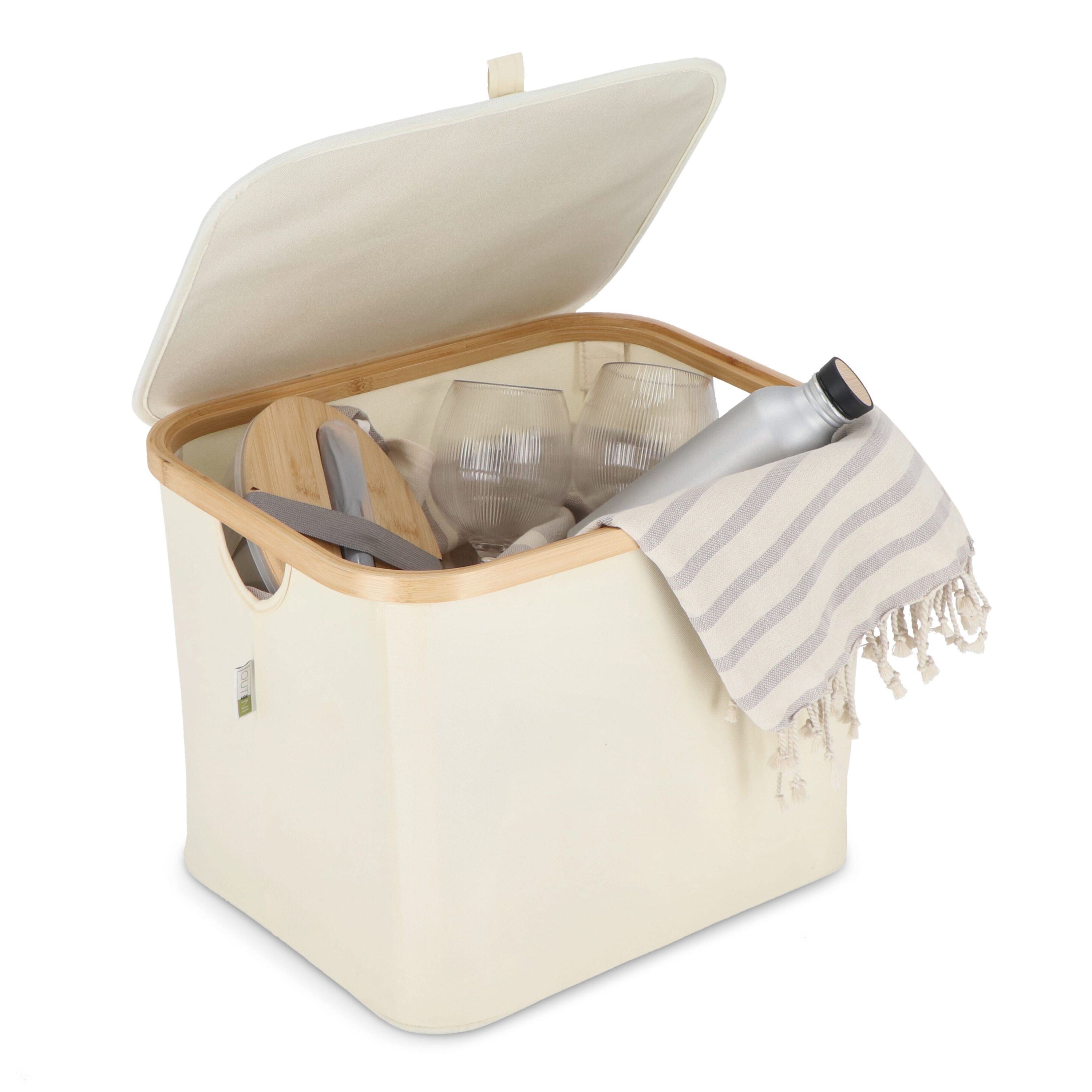 InSideOut faltbarer Korb mit Deckel Sogne 40,5 x 33 x 30cm rPET - natur-418