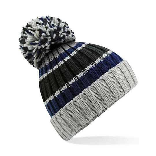 Hygge Striped Beanie - blue steel-199