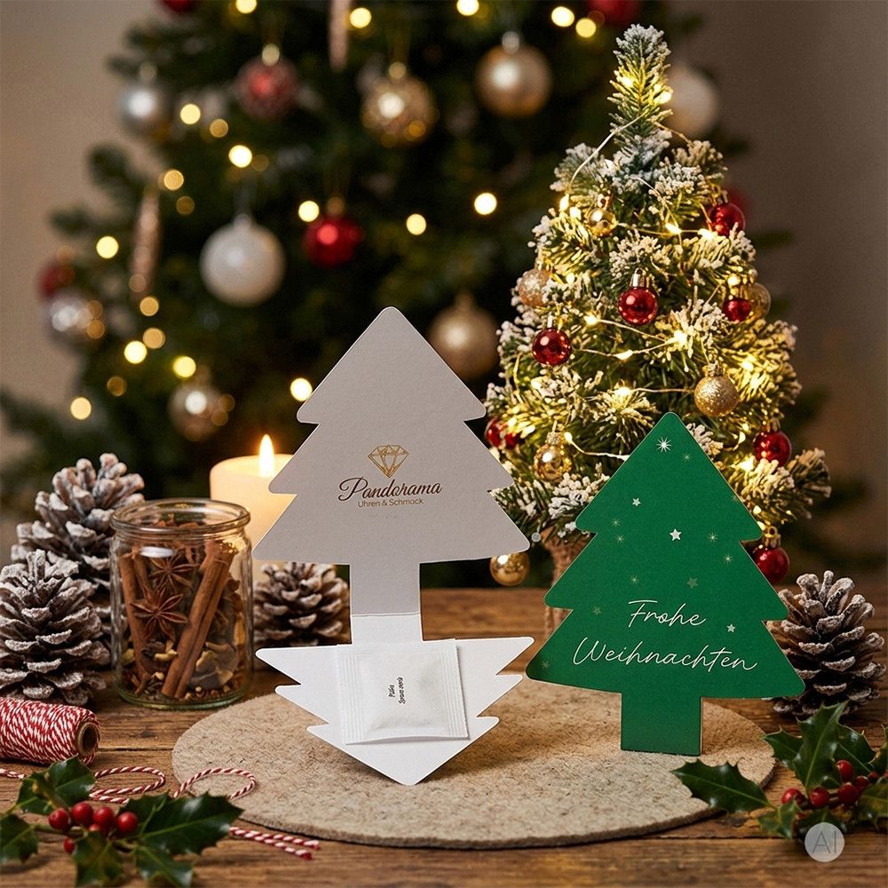 Klappkärtchen Tannenbaum - neutral mit 2-c Logoeindruck-119