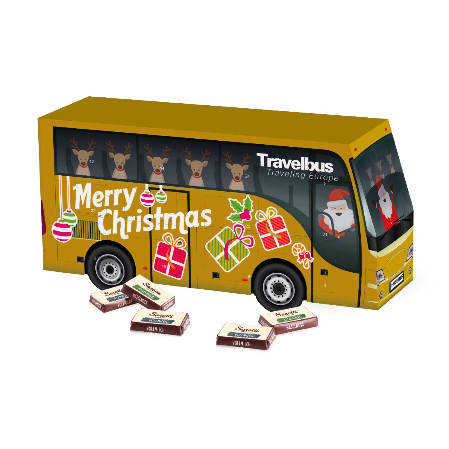 3D Adventskalender "Bus" mit Sarotti Fairtrade Schokolade-983