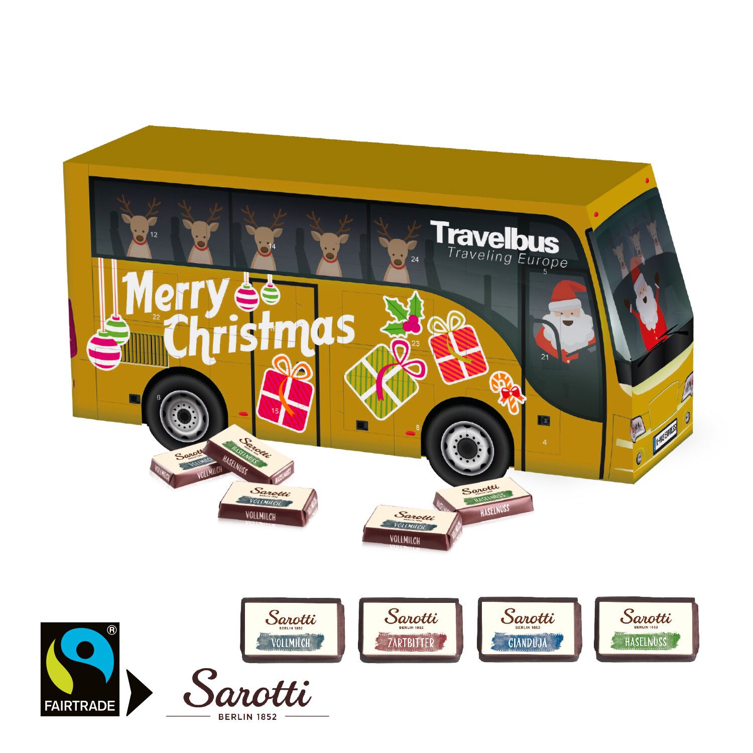3D Adventskalender "Bus" mit Sarotti Fairtrade Schokolade-983