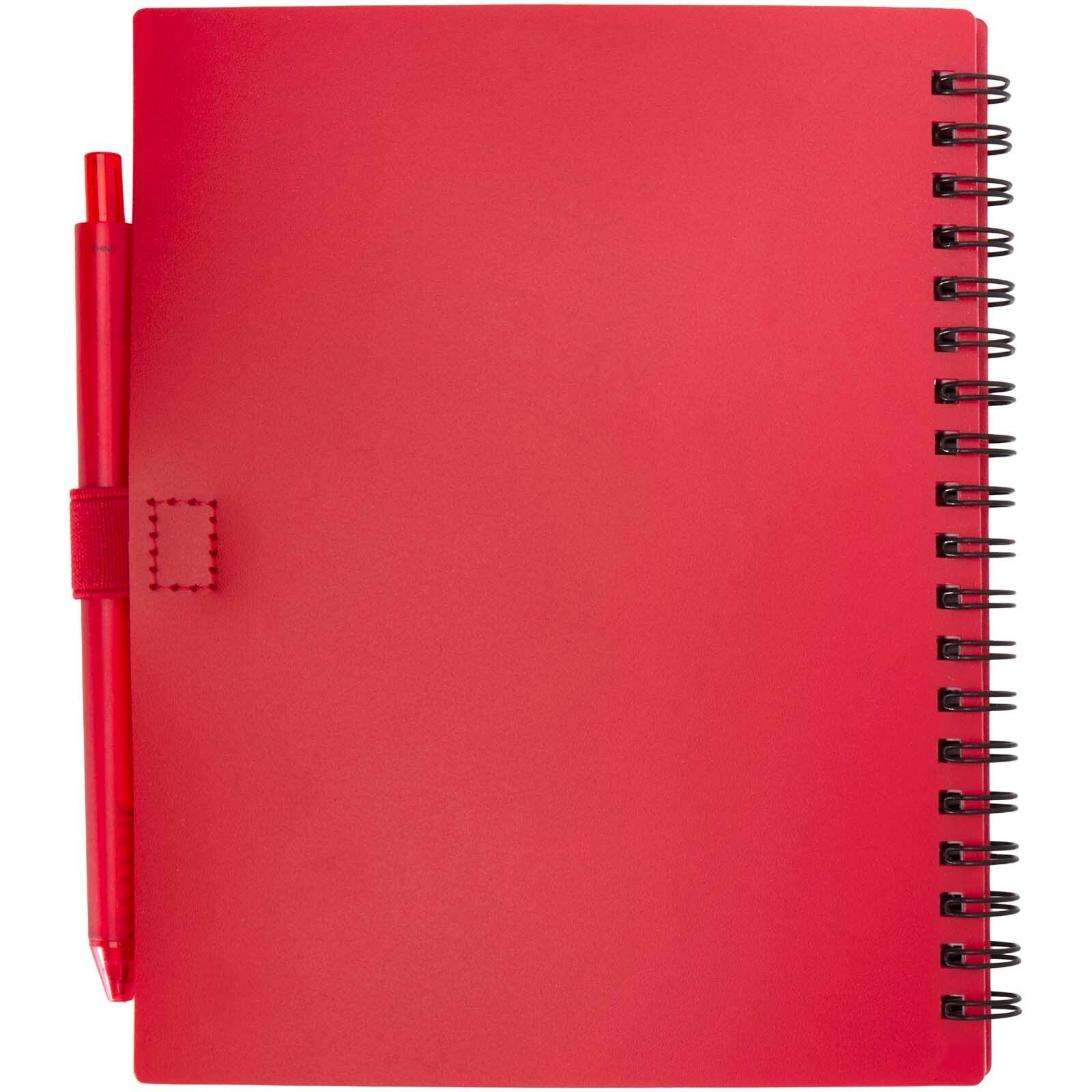 Niove Softcover Notizbuch aus recyceltem Kunststoff mit Kugelschreiber (blaue Mine) - rot-196