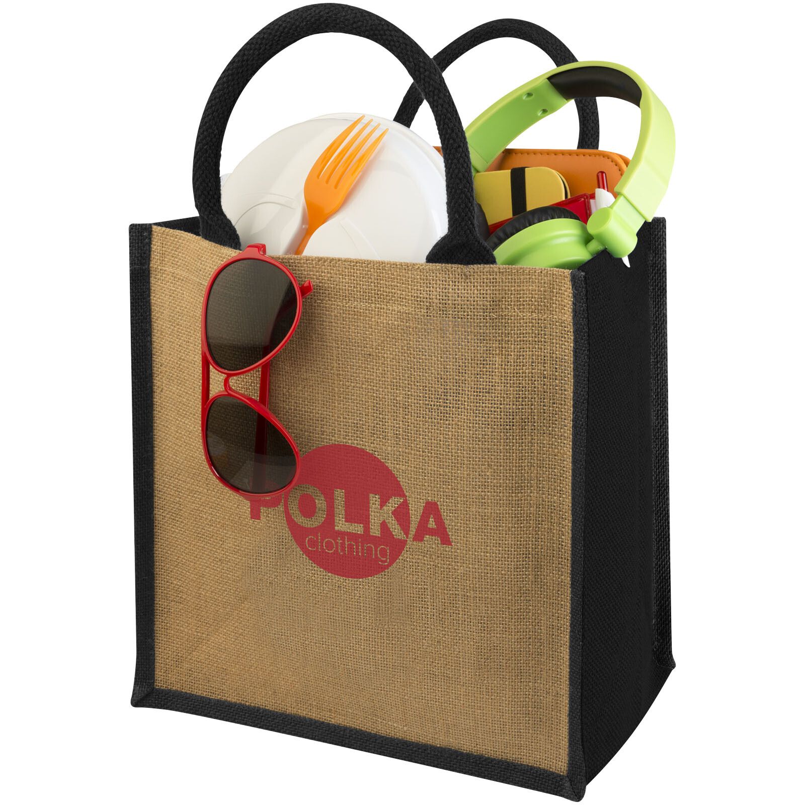 Chennai Jute Tragetasche 16L - natur -  schwarz-995