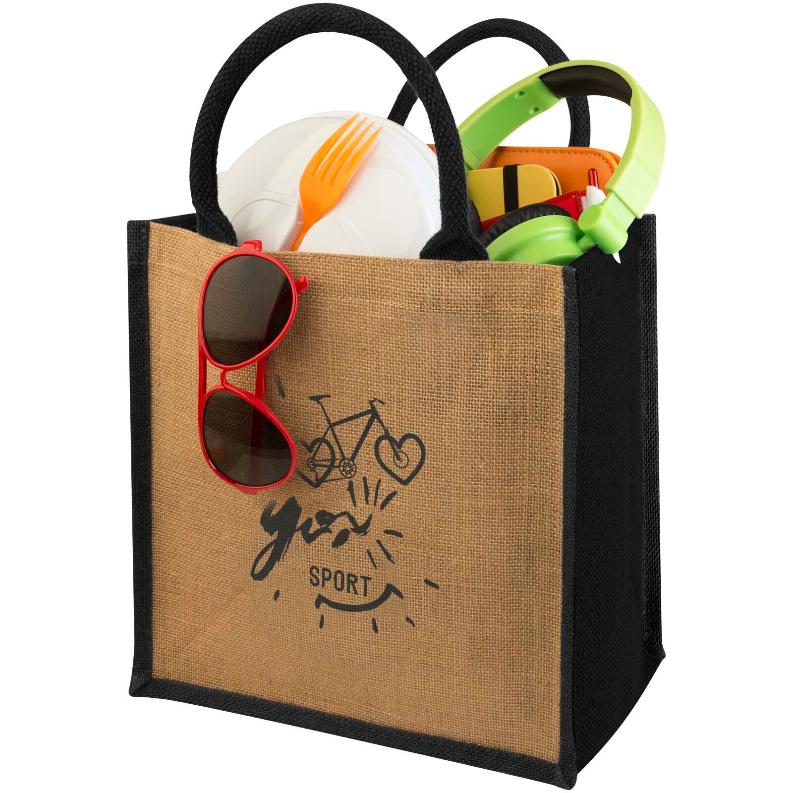 Chennai Jute Tragetasche 16L - natur -  schwarz-995