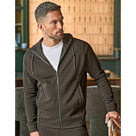 Ribbed Interlock Hooded Full Zip - black-481