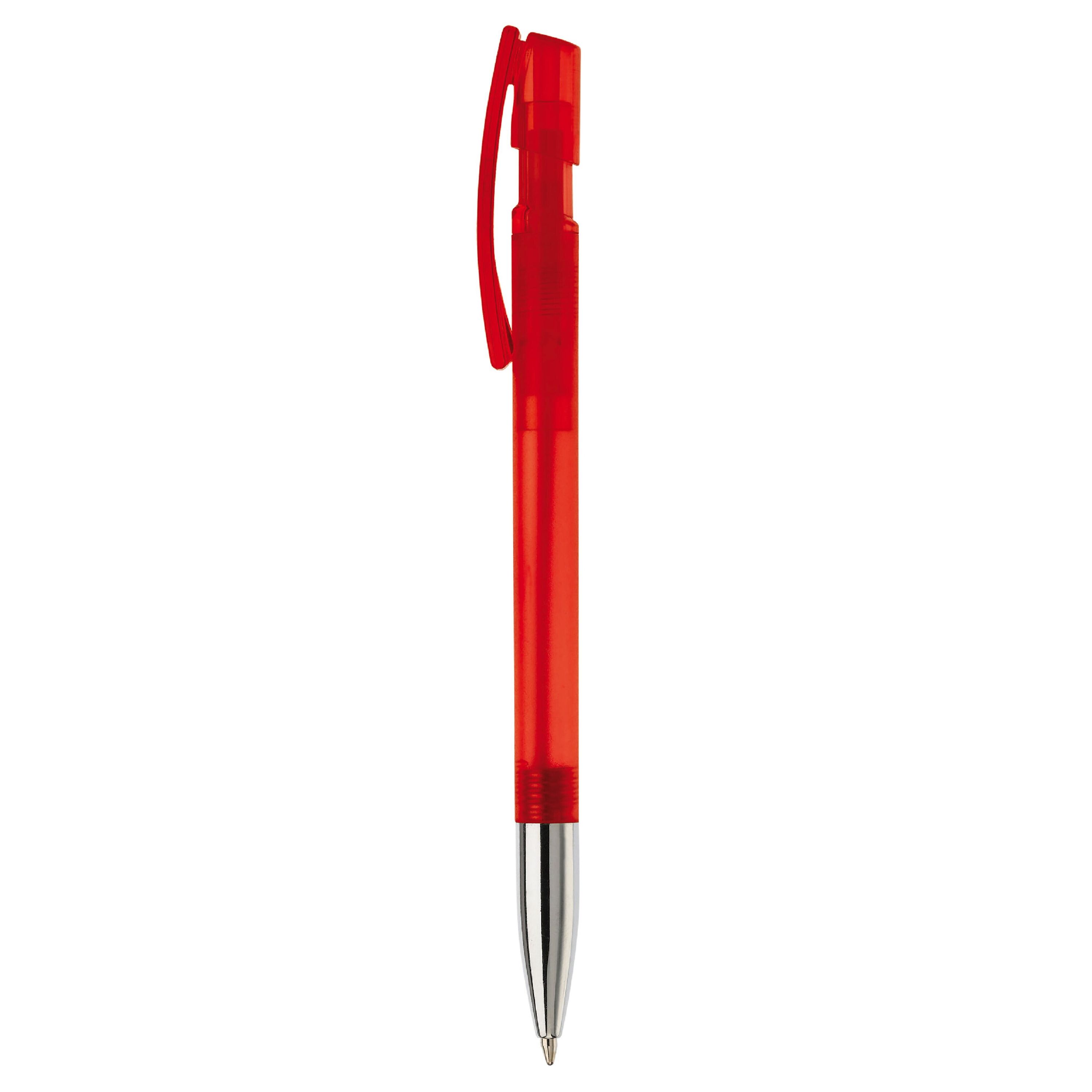 Kugelschreiber Nash Transparent mit Metallspitze - transparent  -  rot-76
