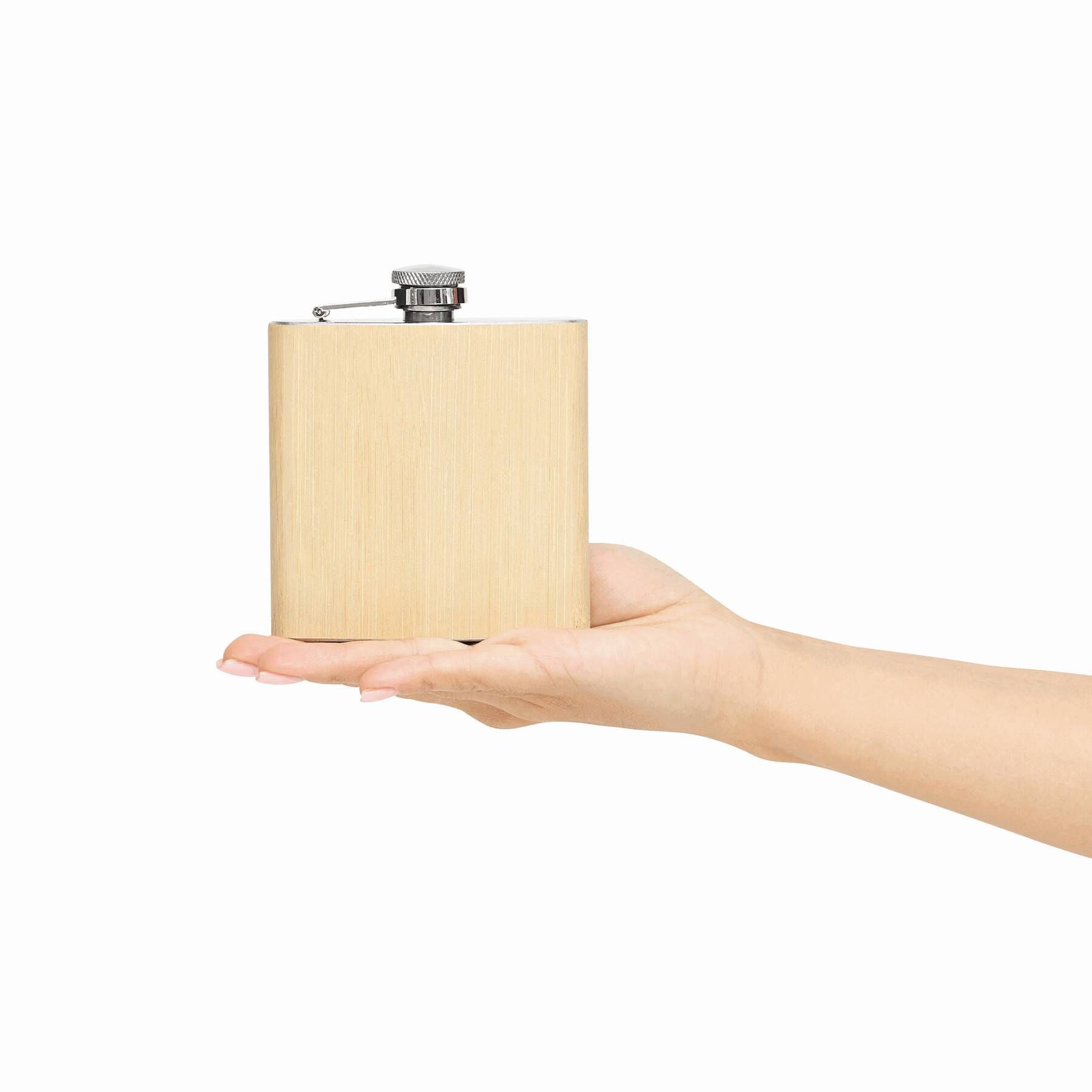 Flachmann BAMBOO STYLE - braun - silber-739