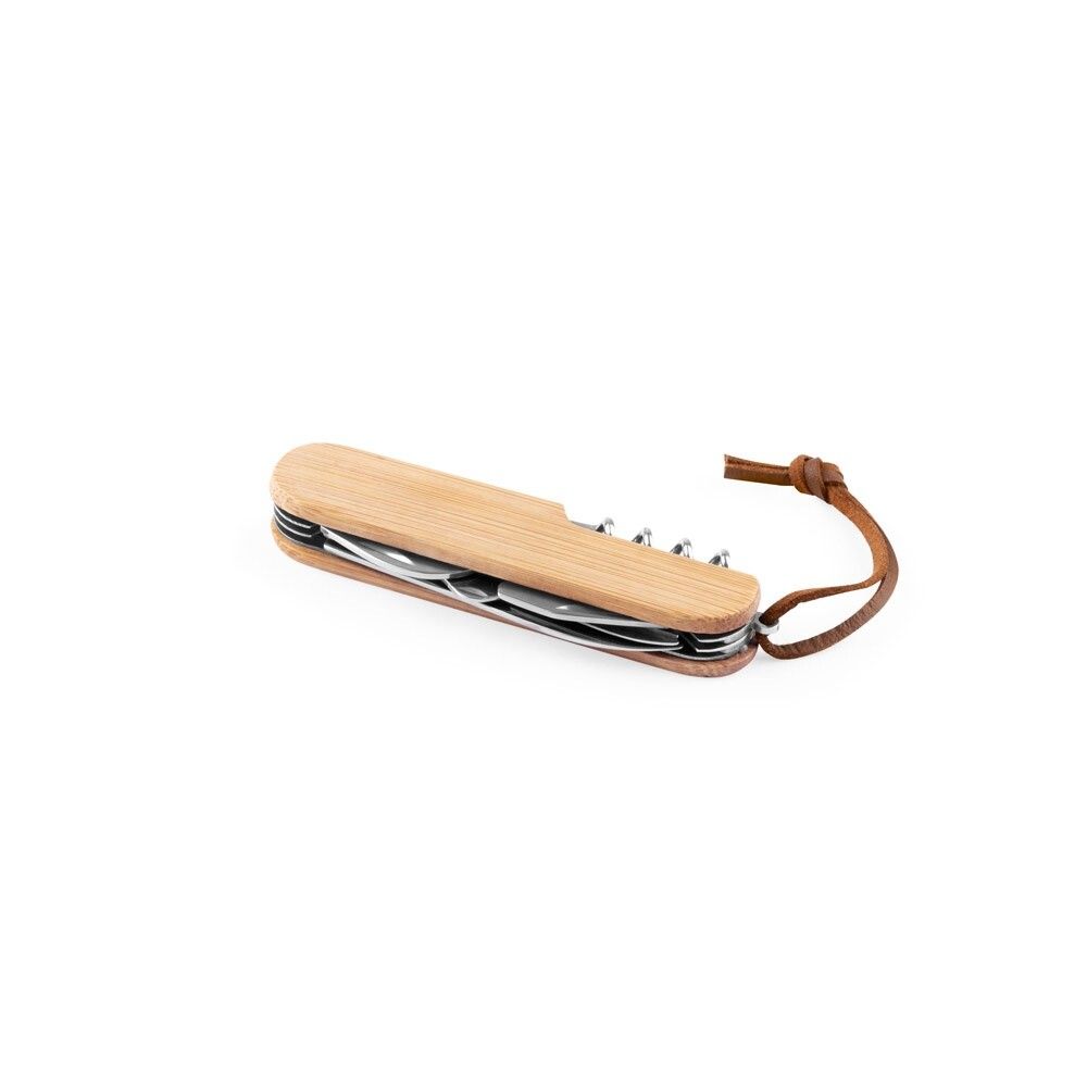 RYKER Multifunktionales Taschenmesser aus Bambus mit PU-Griff - natur-26