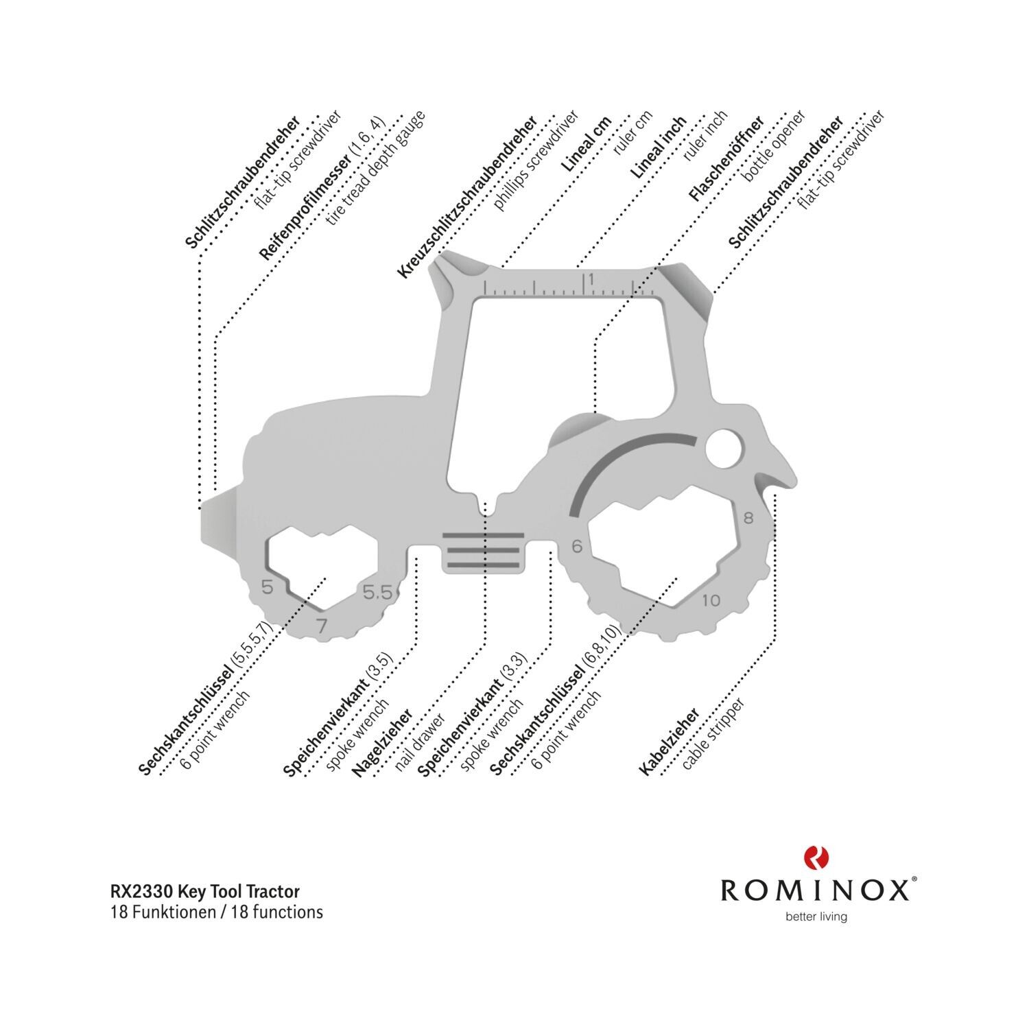 ROMINOX® Key Tool Tractor - 18 functions (Traktor)-168