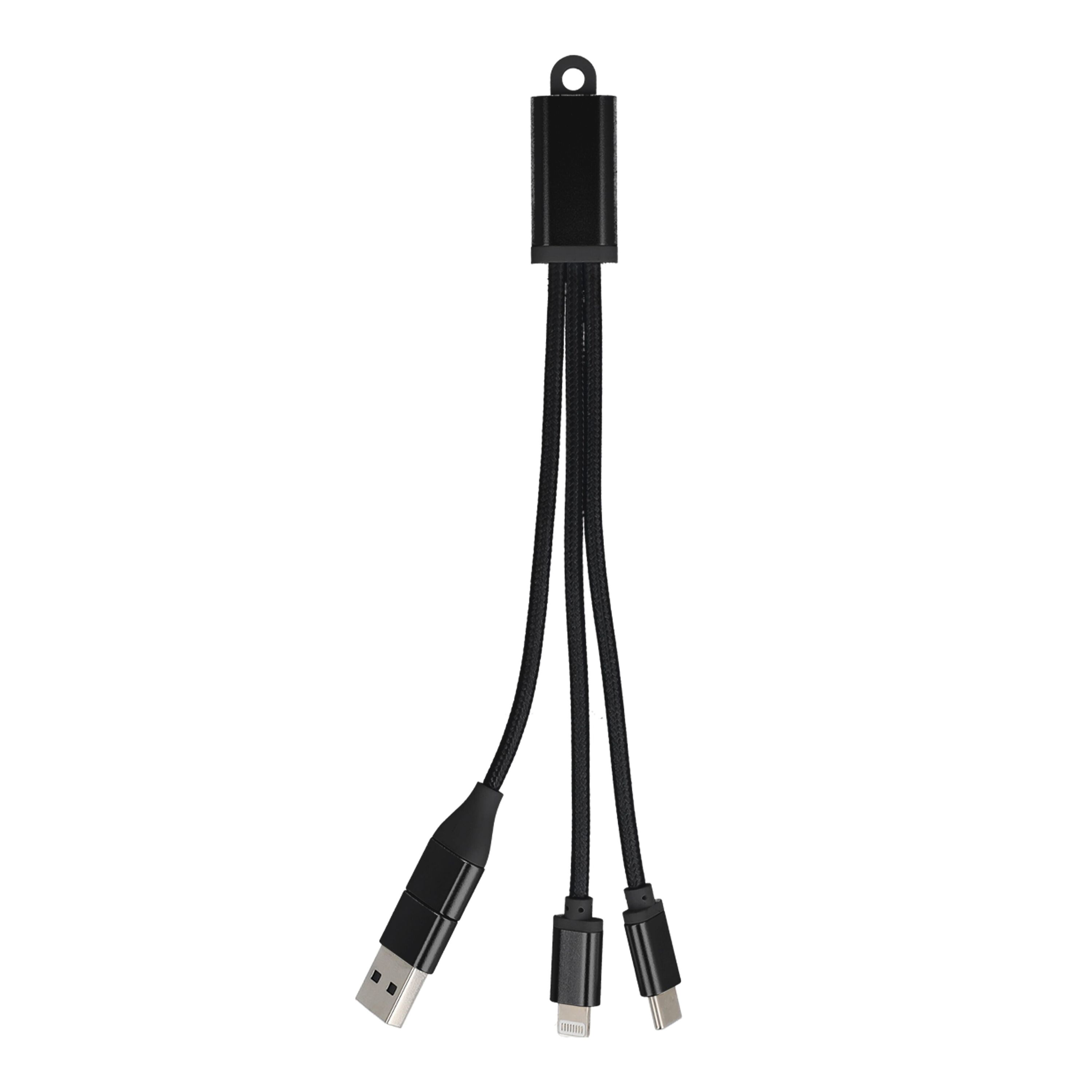 2-in-1-Ladekabel USB-A/C zu USB-C & Lightning Aluminium - schwarz-506