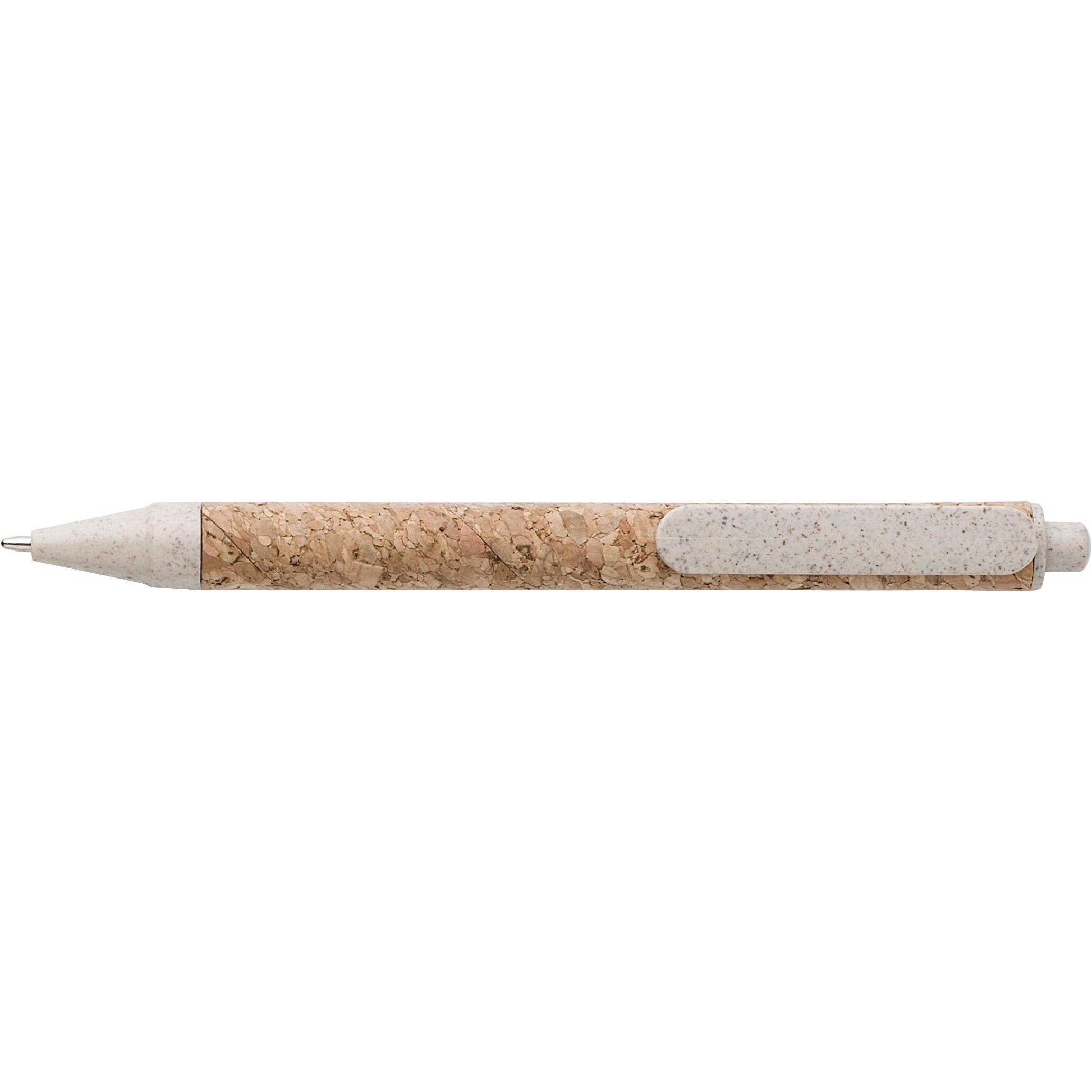 Cork-Line Notizbuch aus Kork und Leinen und Kugelschreiber aus Weizenstroh Kenzo - braun-359