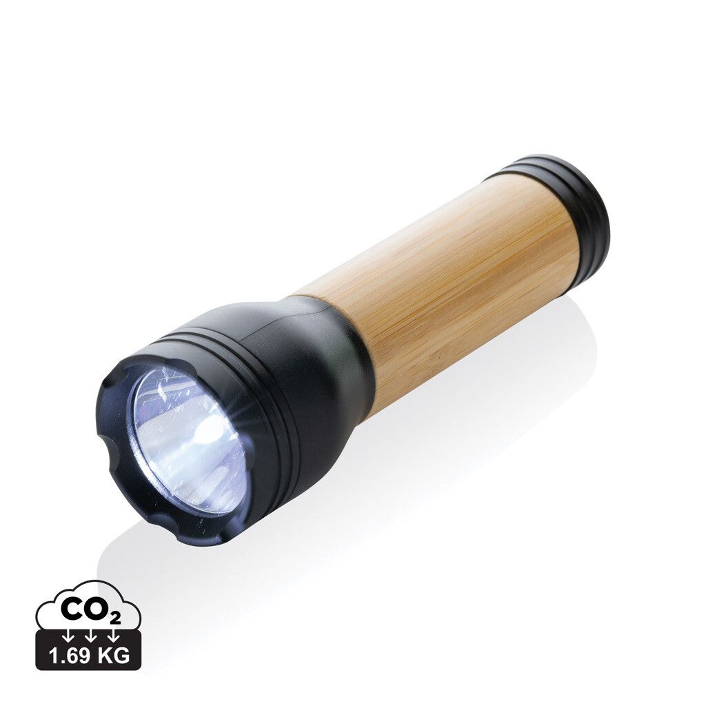 Lucid 3W Taschenlampe aus RCS recycelt. Kunststoff & Bambus - schwarz-884