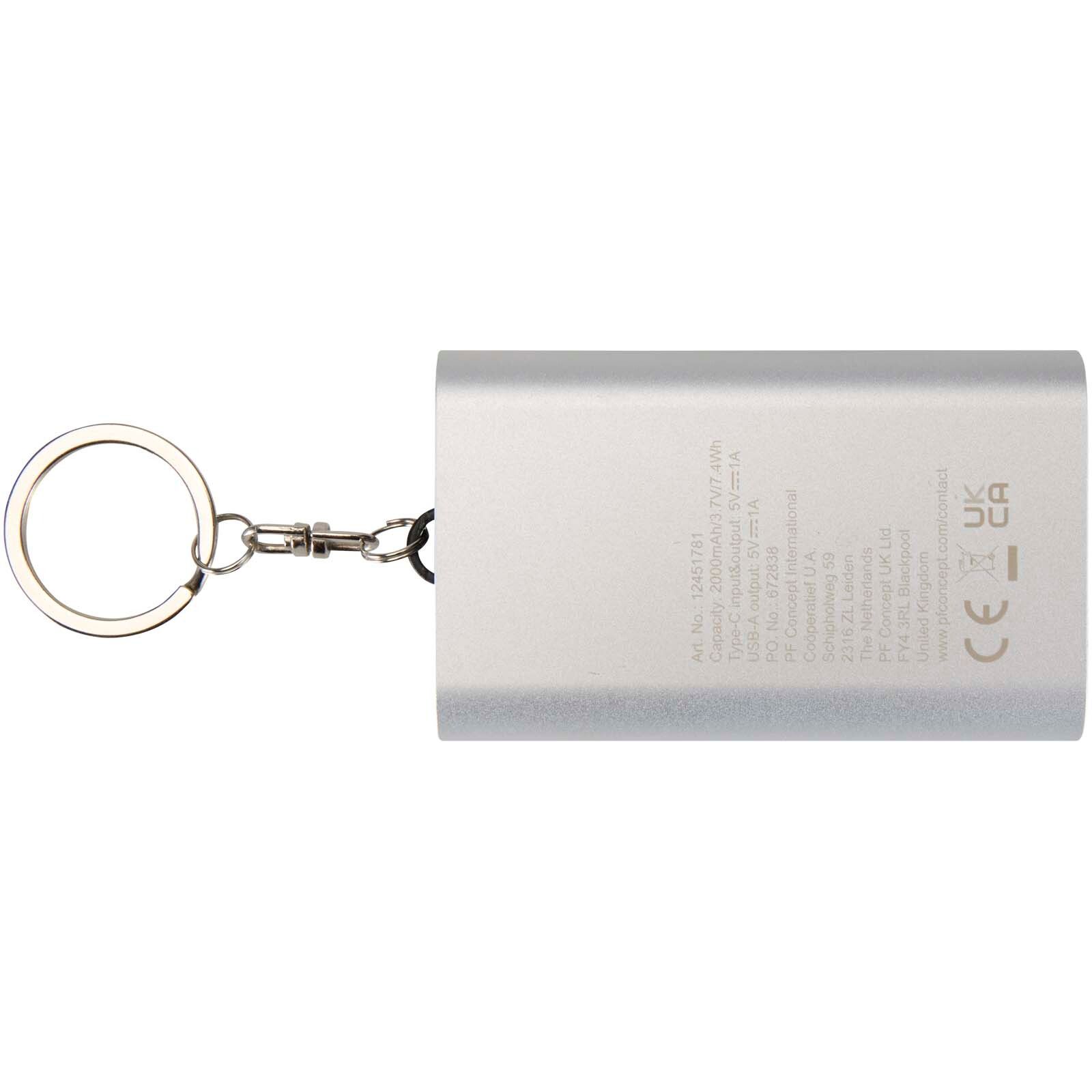 Arcturus 2000 mAh Powerbank aus recyceltem Aluminium mit Schlüsselanhänger - silber-598