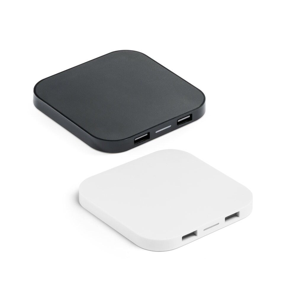 CAROLINE Superschnelles 15W Wireless-Ladegerät mit HUB, 2 USB-A - weiß-365