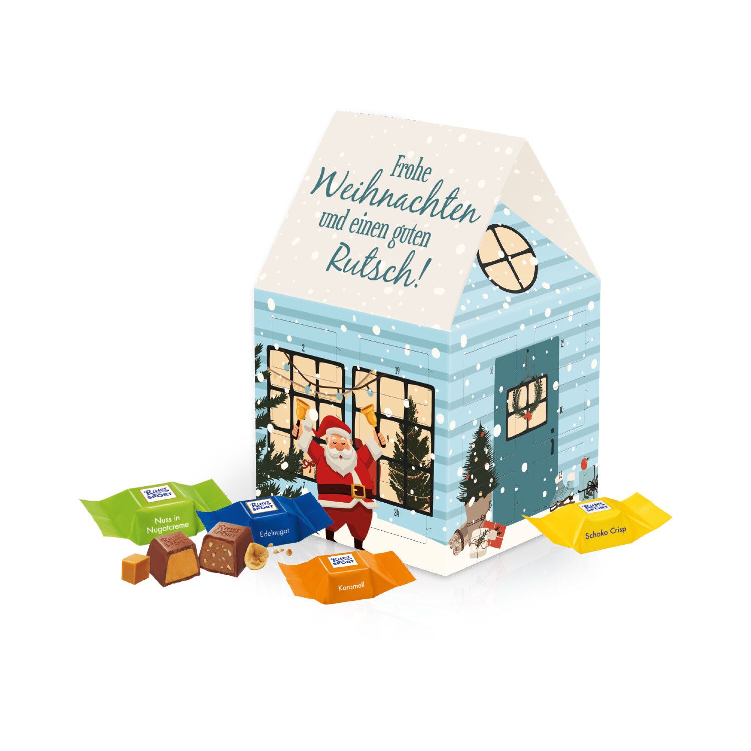 Adventskalender Haus mit Ritter Sport Schokowürfel-611