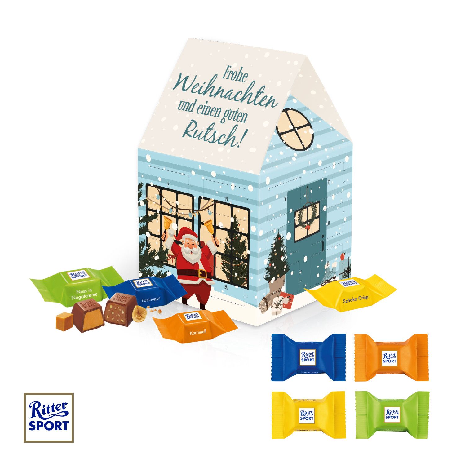 Adventskalender Haus mit Ritter Sport Schokowürfel-611