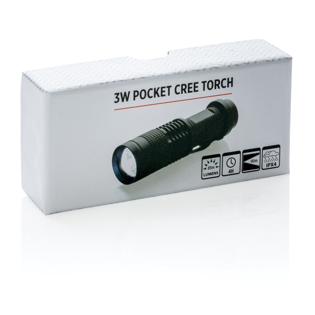 Kompakte 3W Cree Taschenlampe - schwarz-566