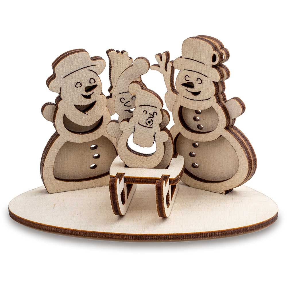 3D Holzpuzzle-Karte - Schneemann-Familie-713