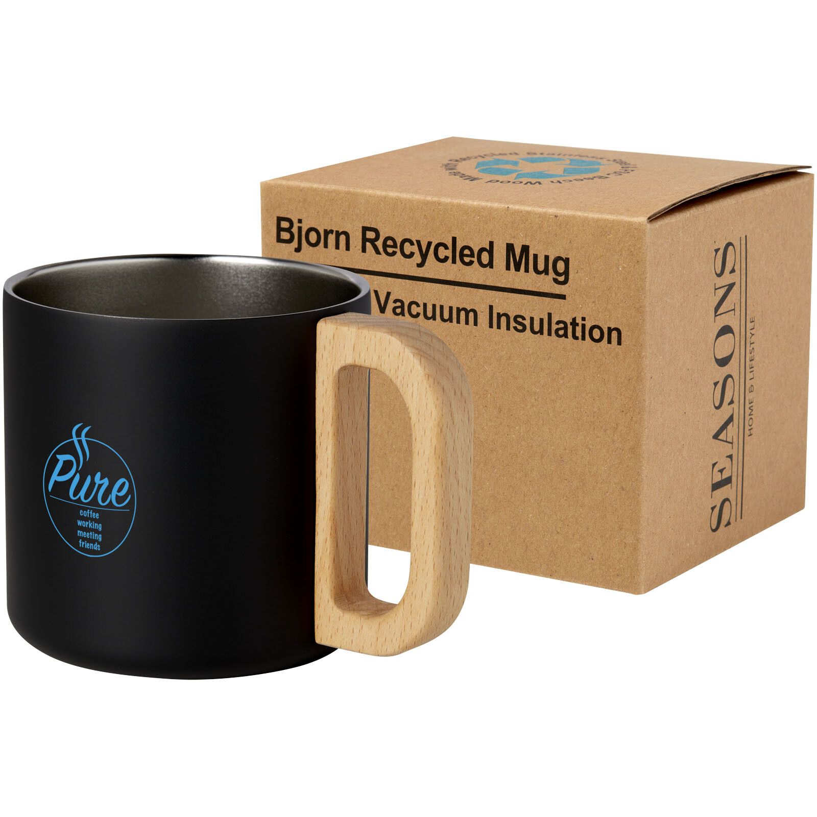 Bjorn RCS-zertifizierter Becher aus recyceltem Edelstahl mit Kupfer-Vakuumisolierung, 360 ml - schwarz-855