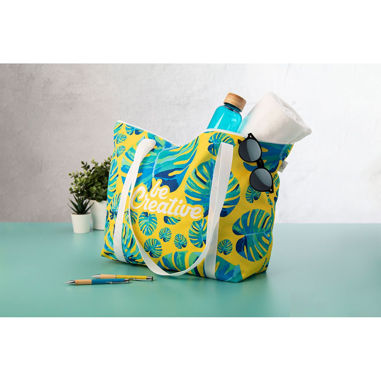 SuboShop Playa Zip Strand- oder Einkaufstasche - weiß-444