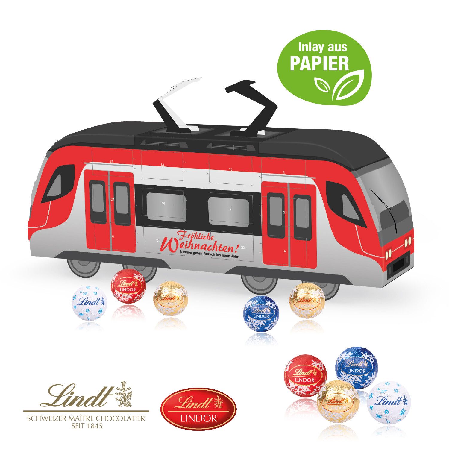 3D Adventskalender "Bahn" mit Lindt Schokolade mit Papier-Inlay-798