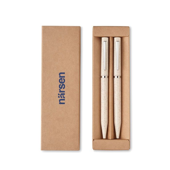 Schreibgeräte-Set Stroh/ABS PEAT - beige-761
