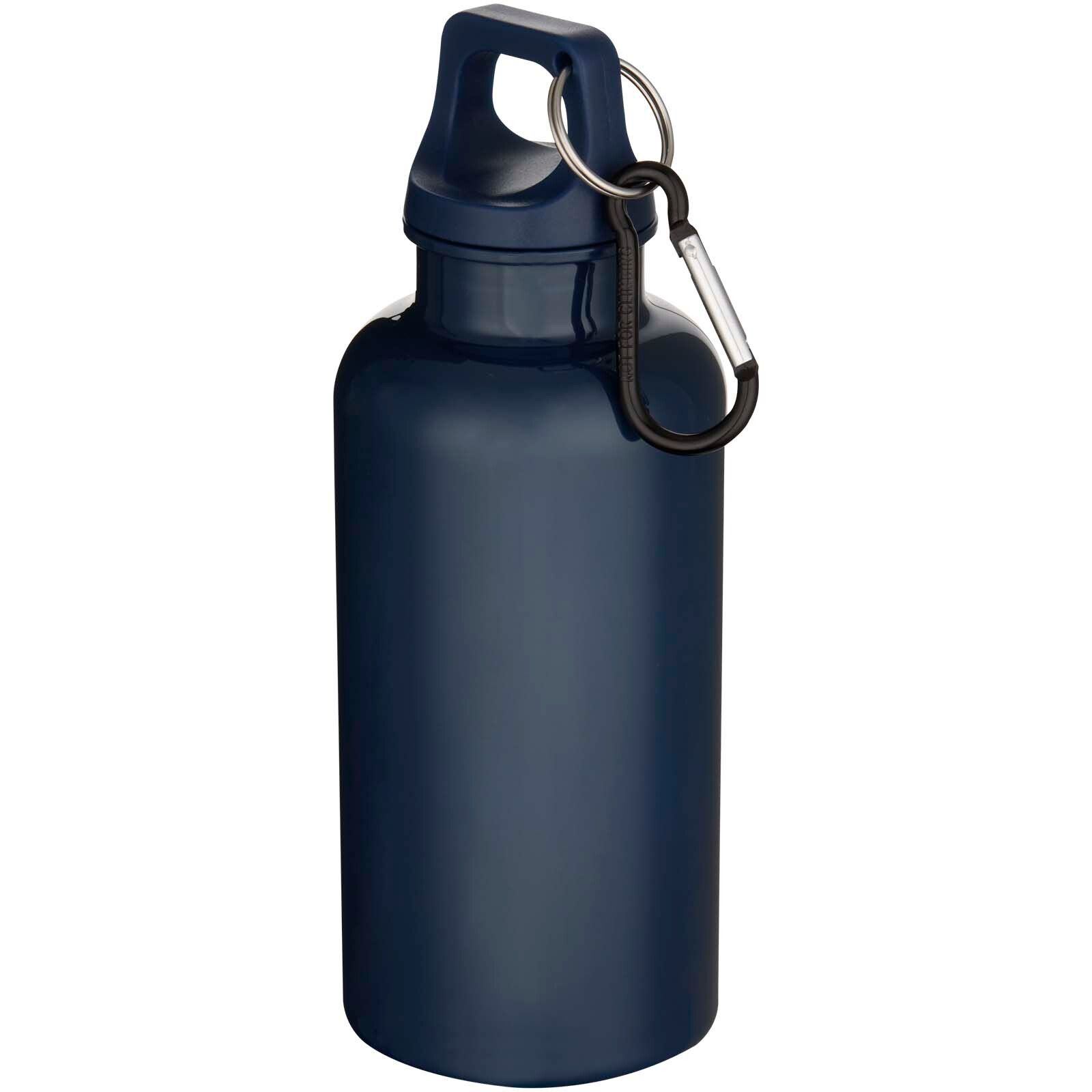 Oregon 400 ml einfarbige RS-zertifizierte Trinkflasche aus recyceltem Kunststoff mit Karabinerhaken  - marineblau-813