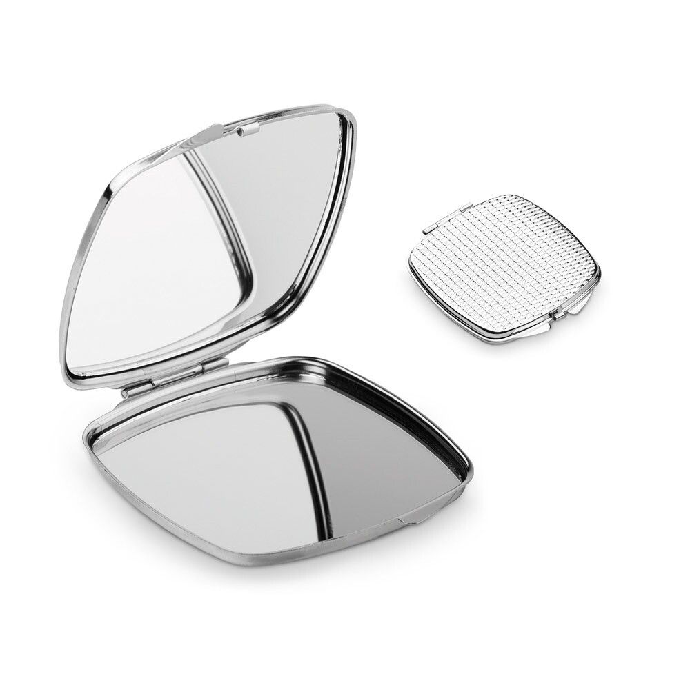 SHIMMER Doppelter Taschenspiegel aus Metall - silber-182