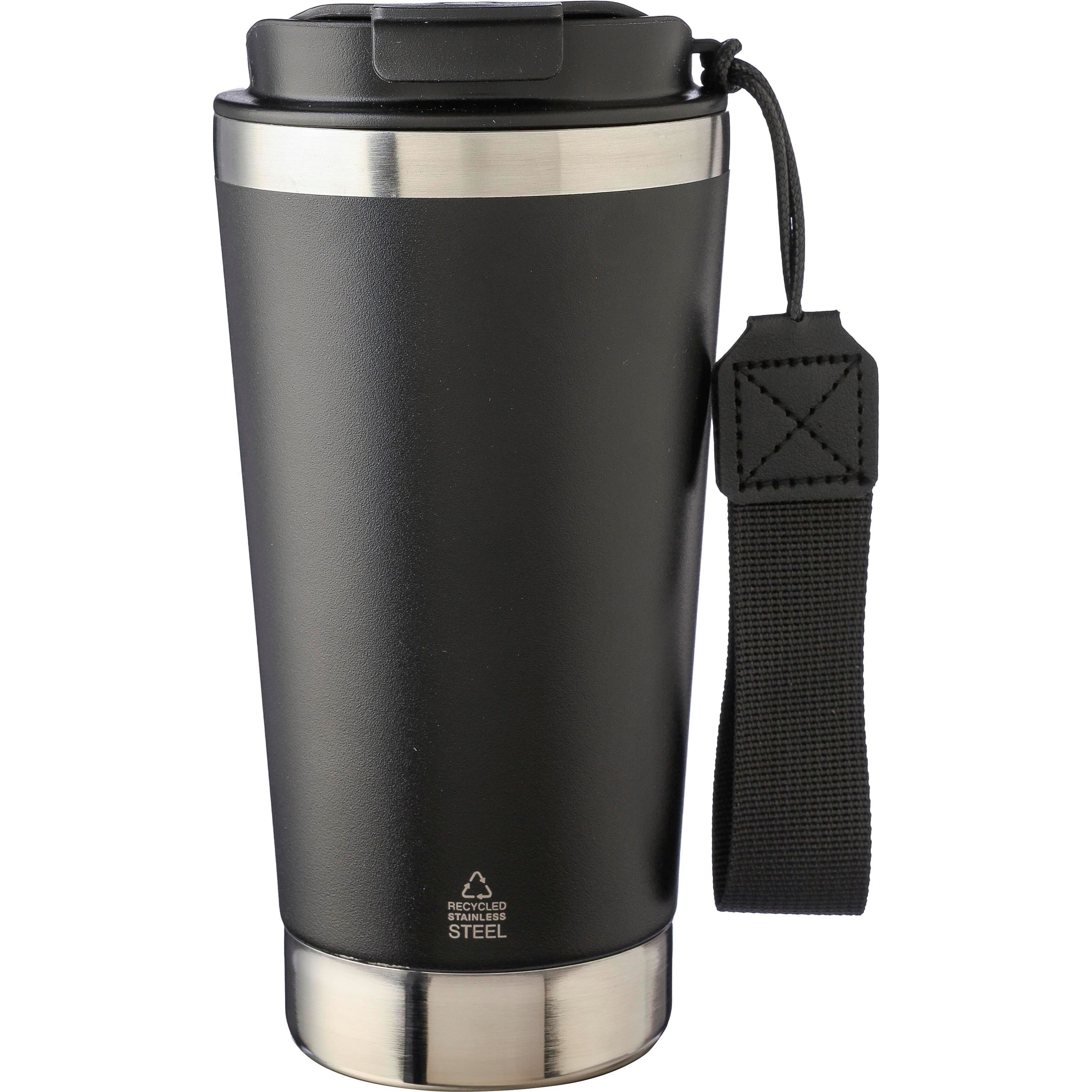 Doppelwandiger Trinkbecher aus recyceltem Edelstahl 500 ml Kayla - schwarz-788