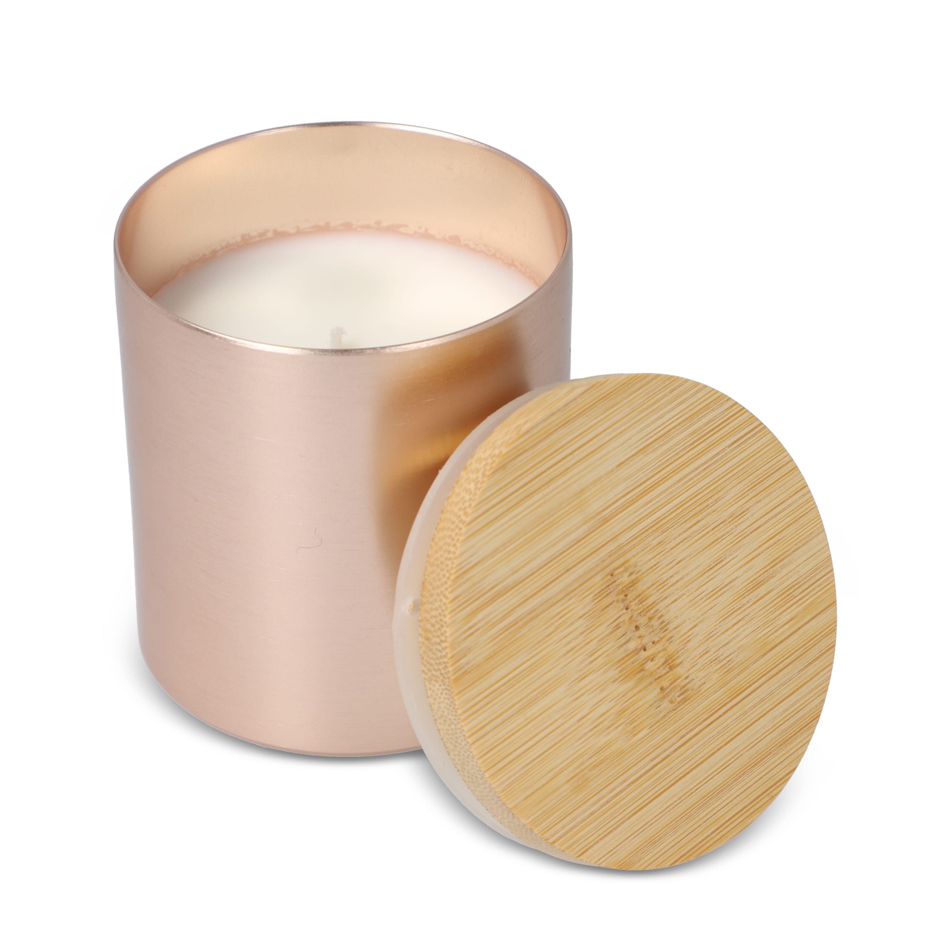 Bhakti-Duftkerze auf pflanzlicher Basis in recyceltem Aluminiumgefäß - rose gold-942