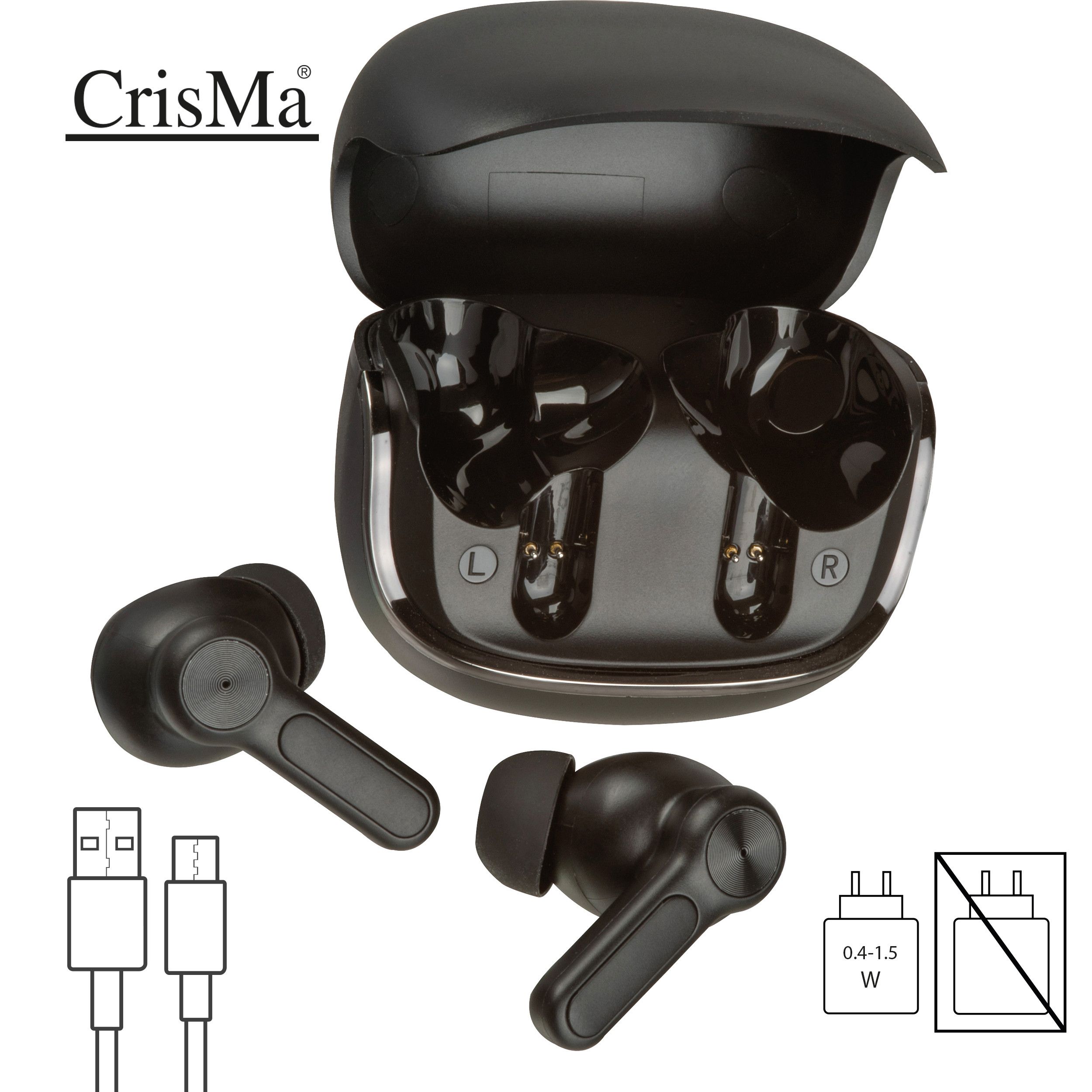 CrisMa Bluetooth Kopfhörer in Ladeetui  - schwarz-540