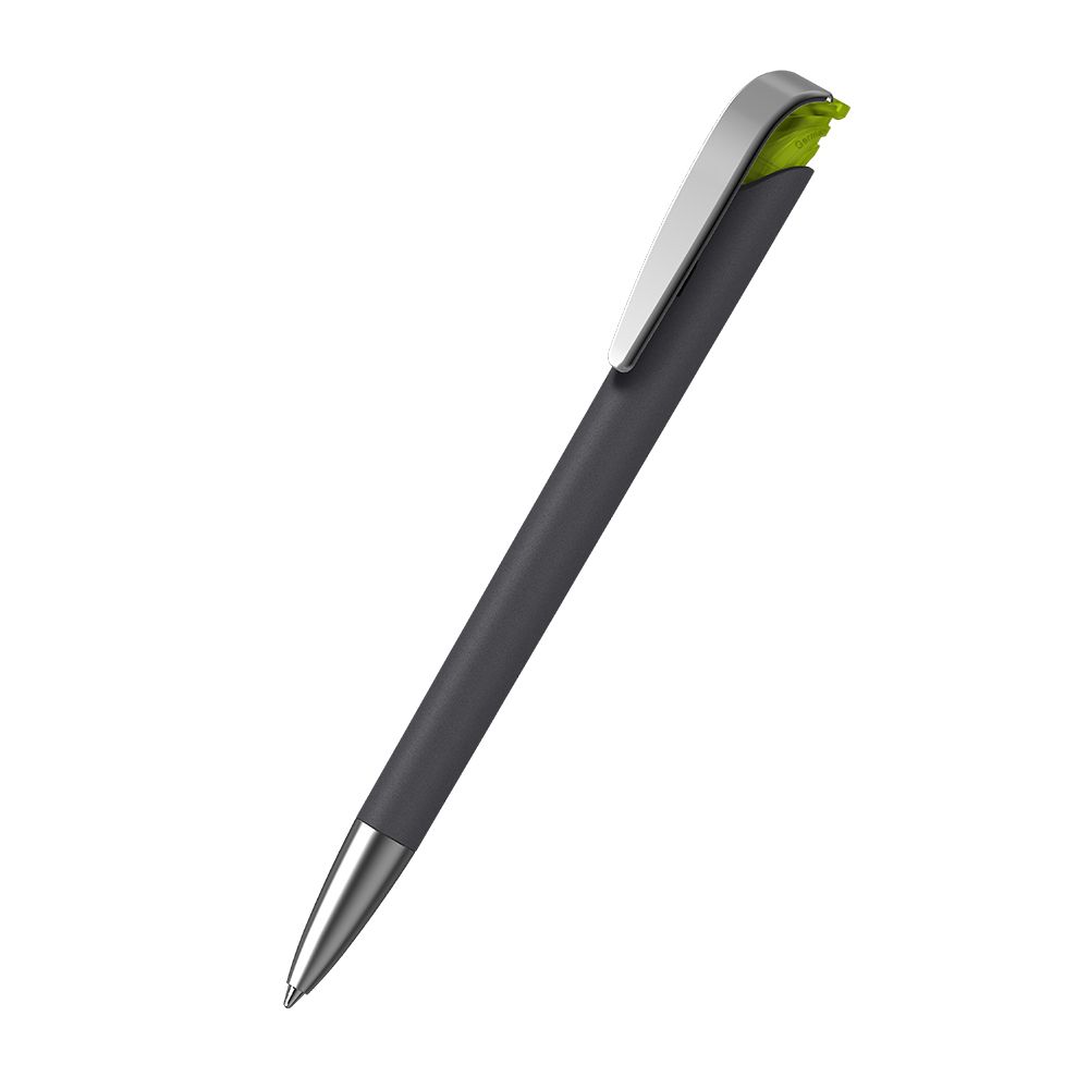 Druckkugelschreiber Jona softgrip/ice MMs - softgrip schwarz - hellgrün ice-475