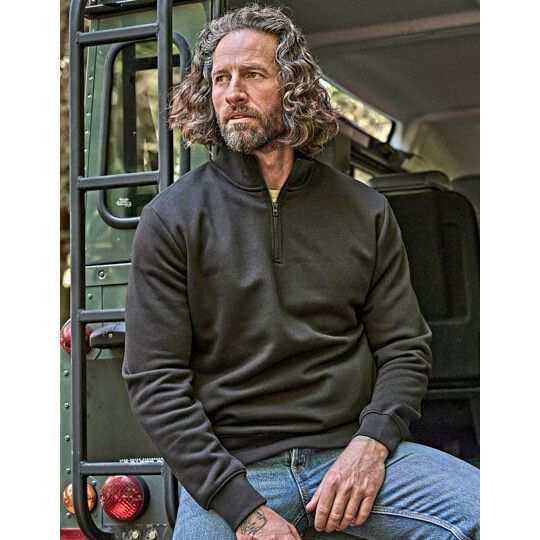 Half Zip Sweatshirt - dark grey solid-12