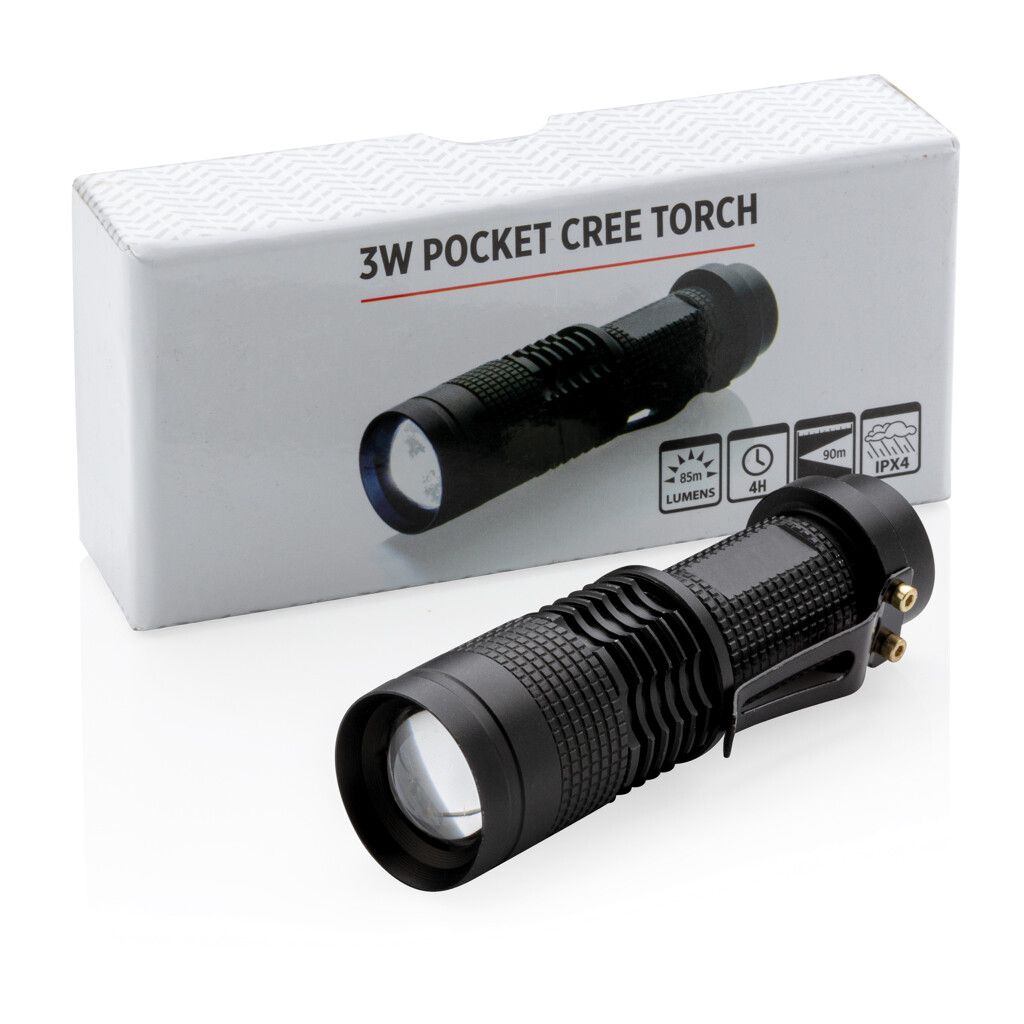 Kompakte 3W Cree Taschenlampe - schwarz-334