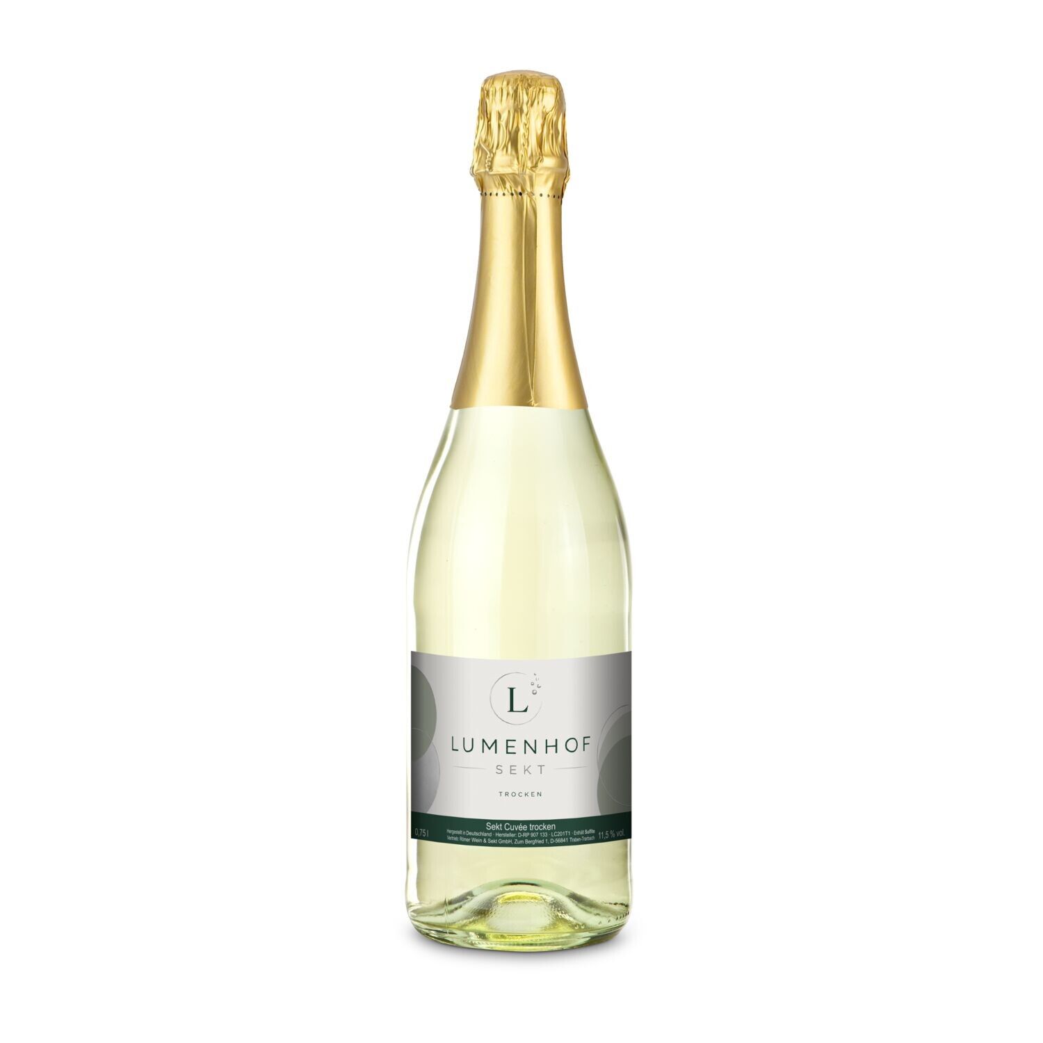 Sekt Cuvée - Flasche klar, 0,75 l - Kapselfarbe Gold-984