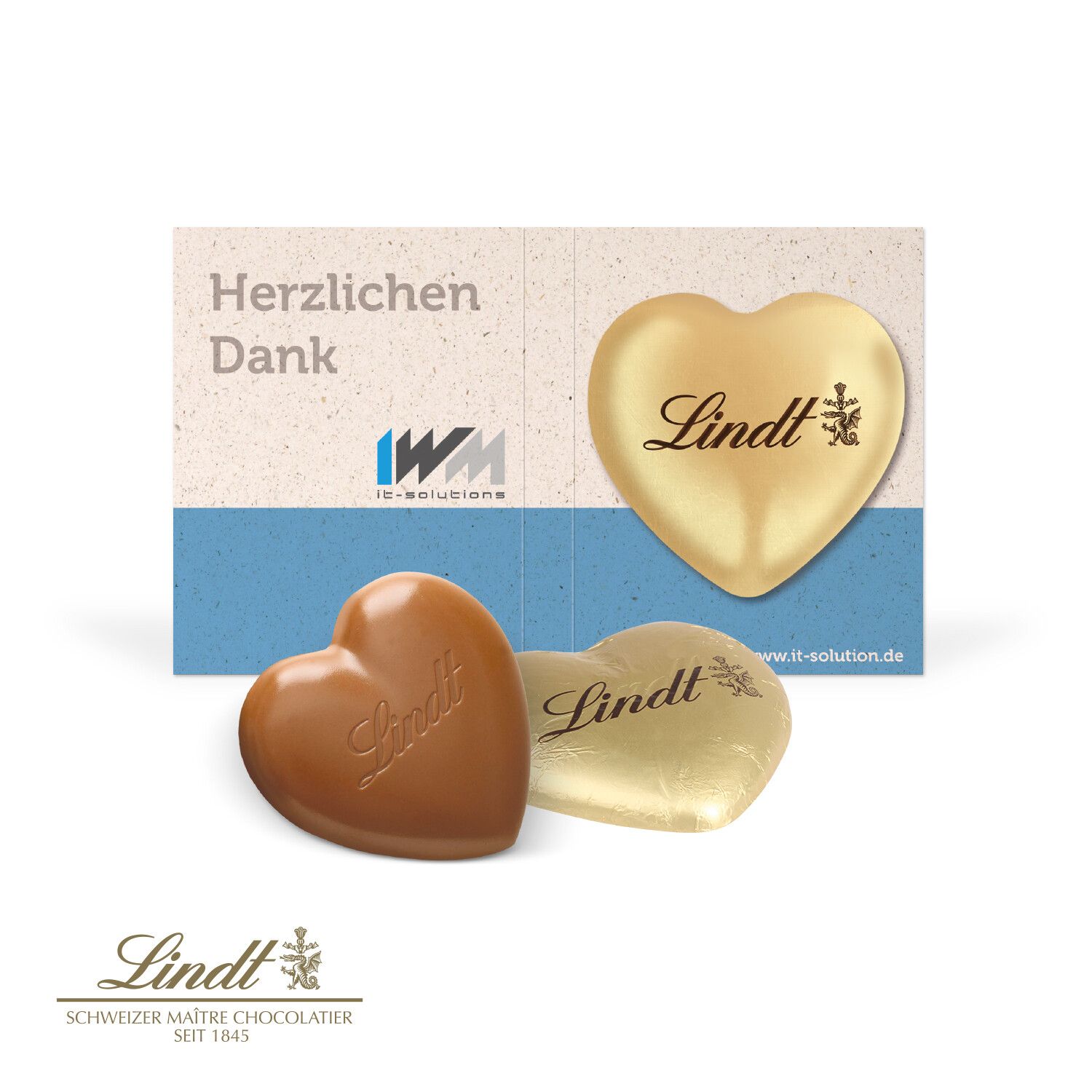 Werbe-Klappkarte mit Lindt Schokoladenherz 20g-742