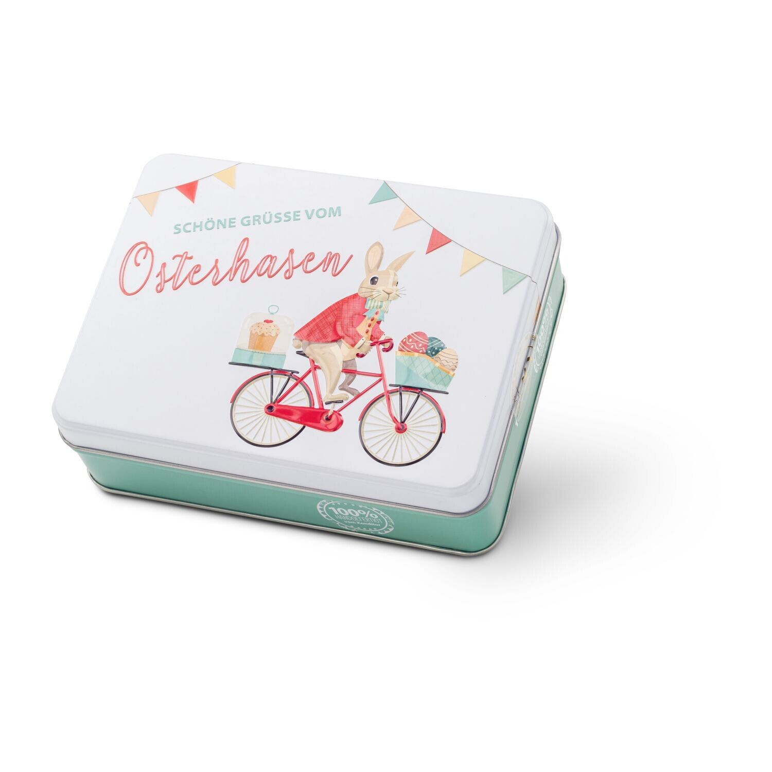 Hasenvater auf dem Fahrrad - Pralinendose mit 125 g-475